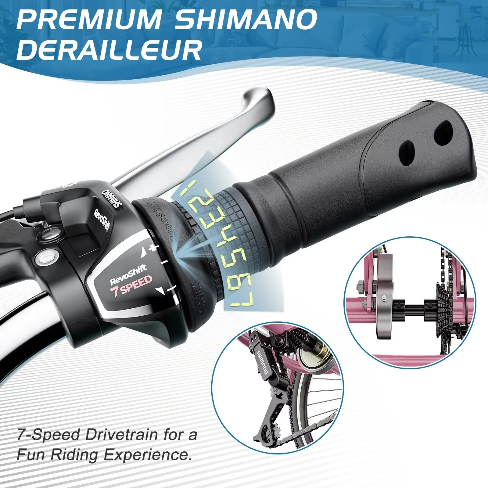 MOPHOTO 20/24/26 inch Adult Tricycle Folding 3 Wheel Cruiser Bikes 7 Speed, Portable and Foldable Trikes with Cargo Basket for Men & Women Outdoor Cycling, Purple - Womvr