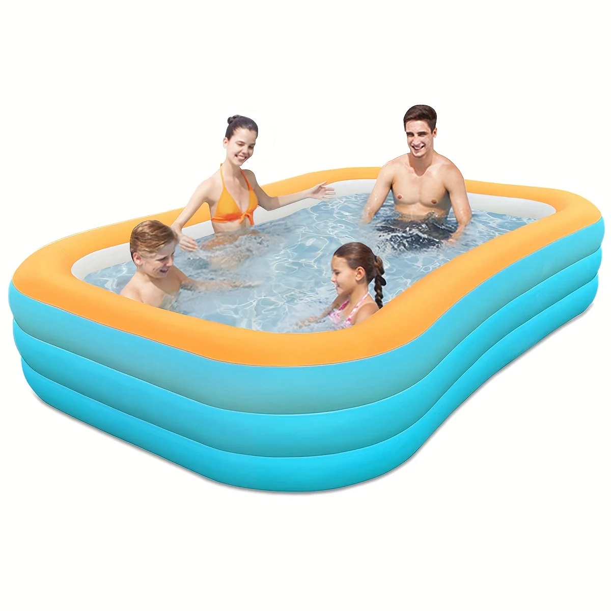 Large Family Inflatable Swimming Pool - Spacious Adult Size for Outdoor Fun, Easy Setup, Sturdy Construction - Perfect for Summer Parties and Relaxation - Womvr