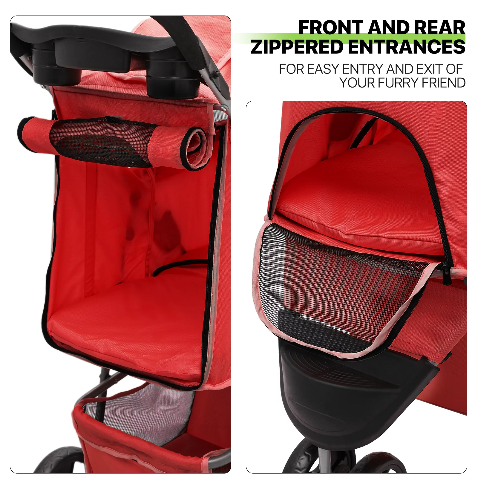 Magshion Foldable Pet Dog Stroller with Wheels, Cat Dog Stroller with Storage Basket and Cup Holder for Small and Medium Cats, Dogs, Puppy, Navy Blue - Womvr