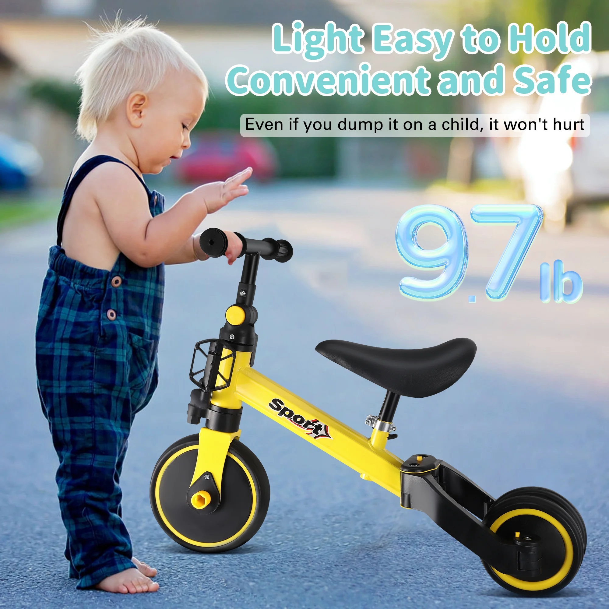 RELOIVE 6 in 1 Kids Tricycle for 1-5 Years Old,Toddler Bike Kids Trike for Balance Training,Baby Bike for Boy Girl with Adjustable Seat Height and Removable Pedal,Yelllow - Womvr