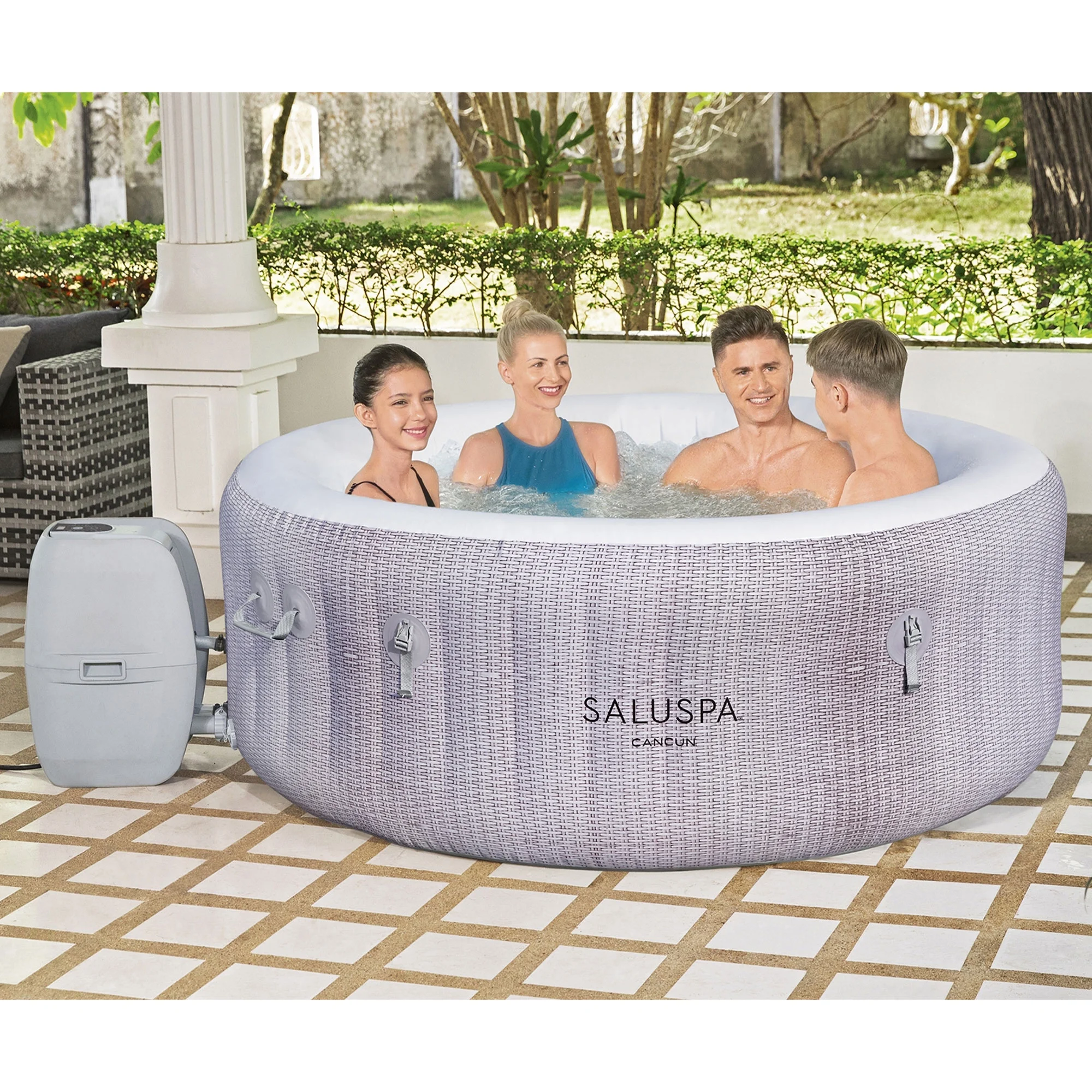 Bestway SaluSpa Cancun AirJet Inflatable Hot Tub with 120 Jets, Gray - Womvr