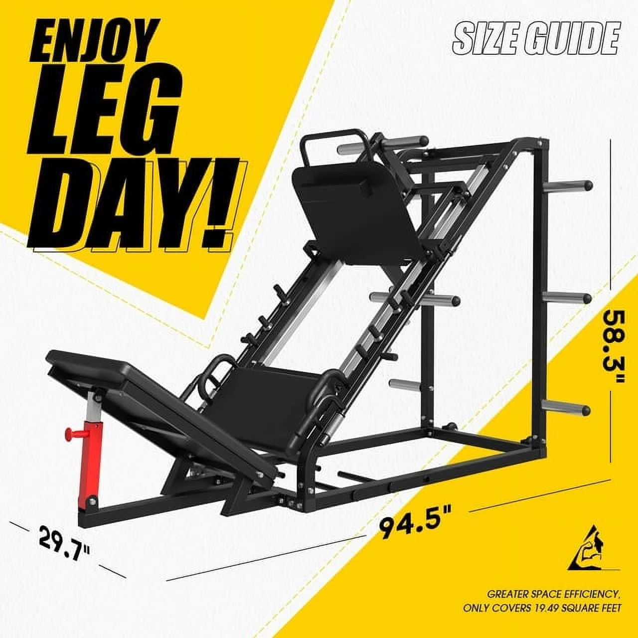 syedee Leg Press Machine with Calf Block, 1500LBS Weight Capacity Adjustable Leg Machine with Resistance Band Pegs and Plate Storages, Workout Equipment for Strength Training - Womvr