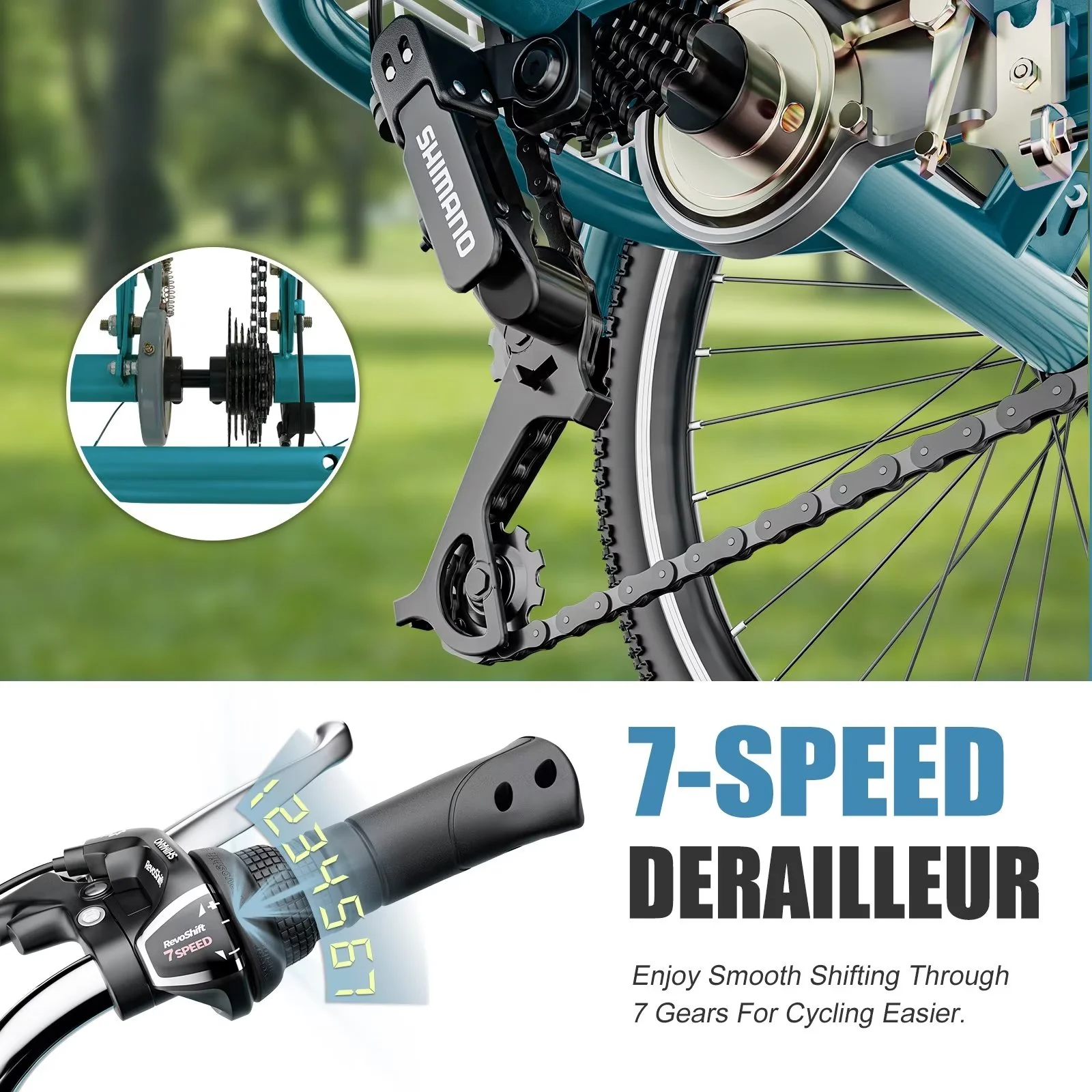 MOPHOTO Adult Tricycle 20/24/26 inch 3 Wheel Bicycle,3 Wheel Bikes for Adults,7 Speed Low Stepover Frame Tricycle with Basket/Bell,3 Wheel Bicycle for Seniors,Women,Men - Womvr