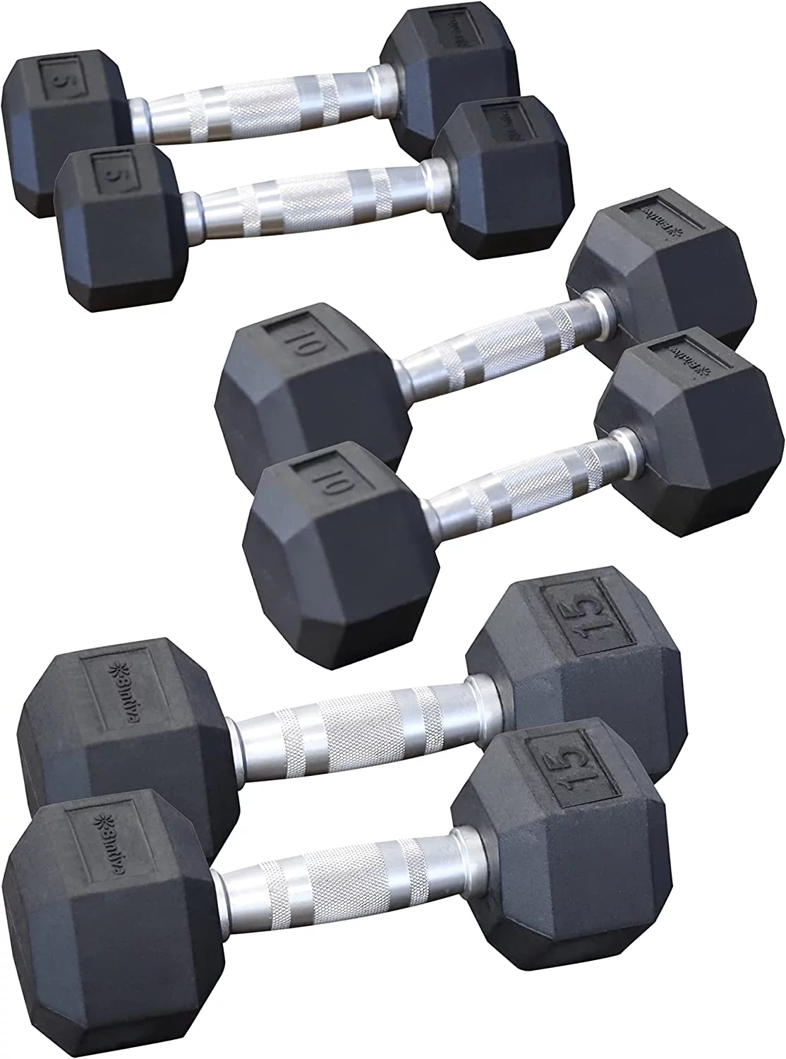 Rubber Coated Hexagon Dumbbells - Pairs - Encased Hand Weights for Men and Women - Womvr