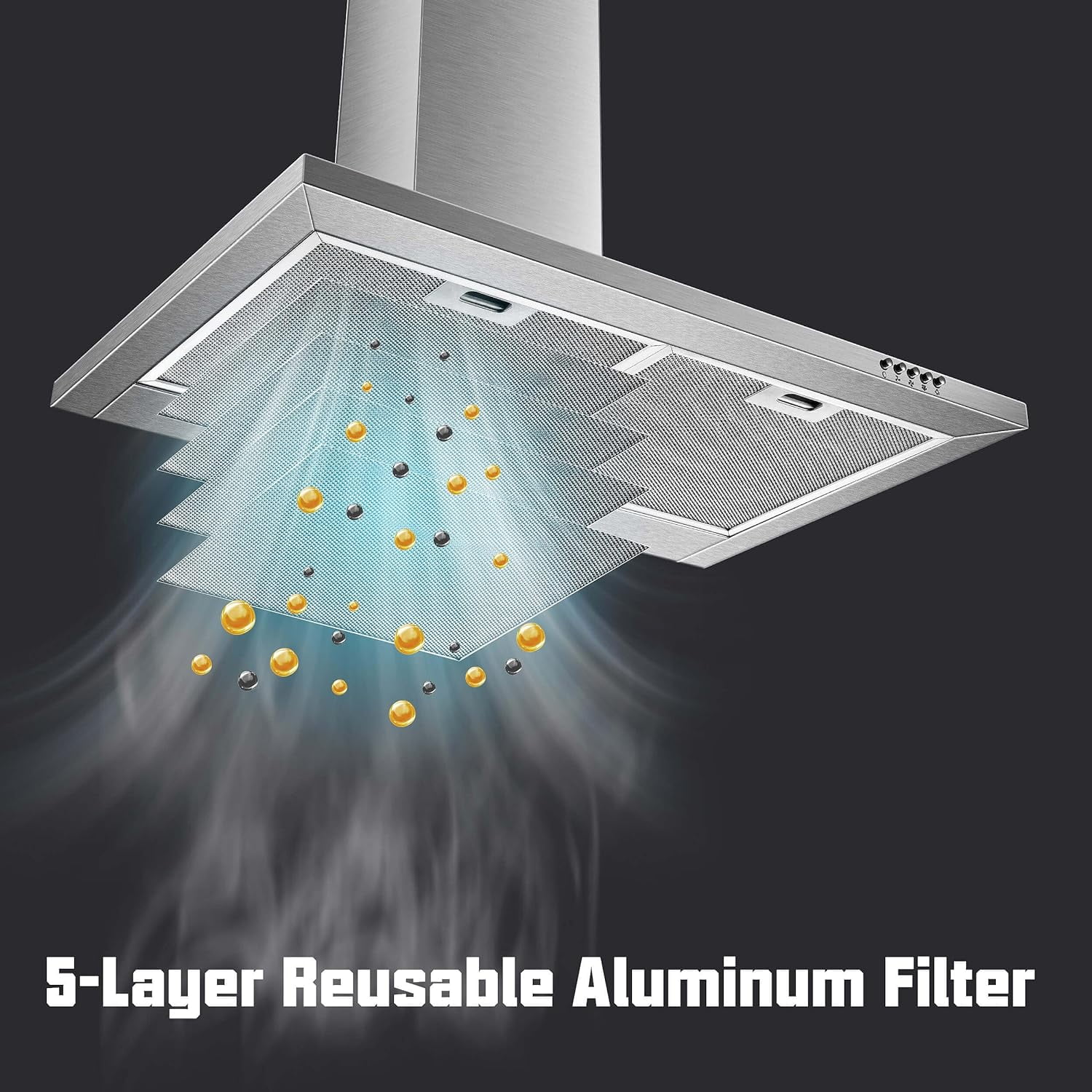 Range Hood 30 inch Wall Mounted Range Hood in Stainless Steel Convertible Stove Vent Hood 3 Speed - Womvr