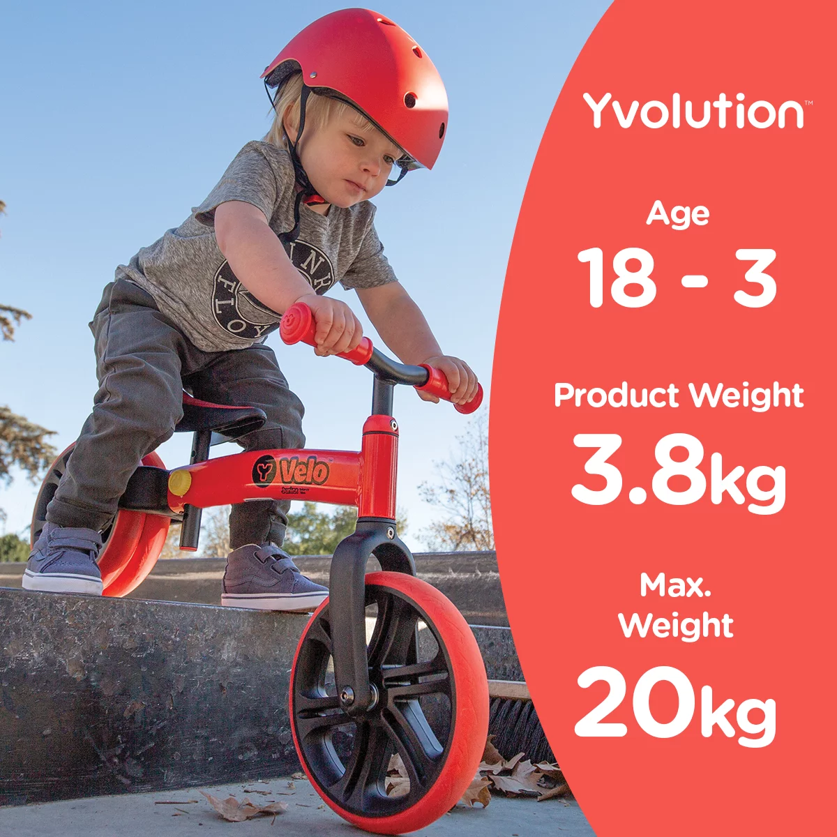 Yvolution Velo Toddler Balance Bike 9'' Wheel (Red) Boys and Girls, 18 Months to 3 Years Old - Womvr