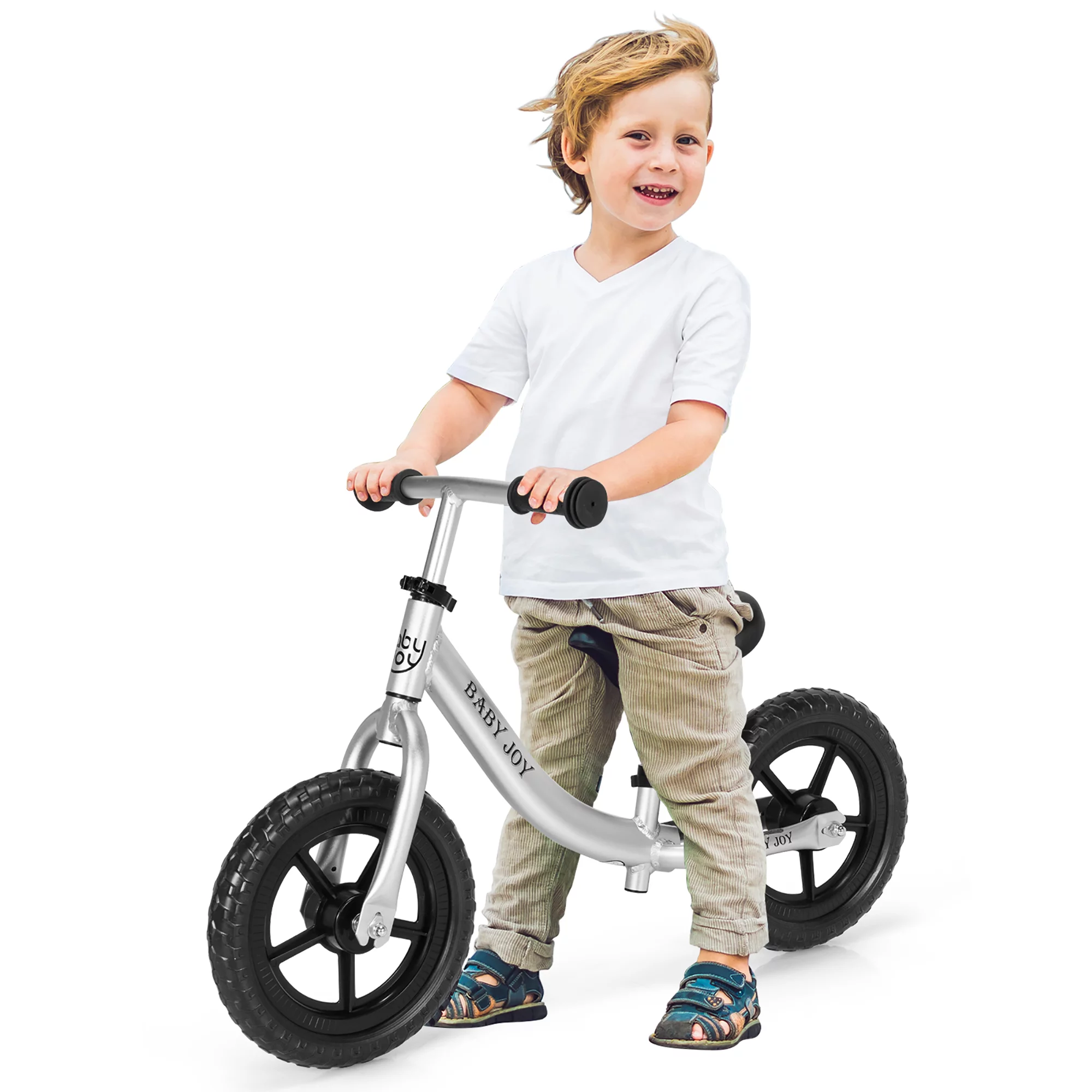 Babyjoy Aluminum Balance Bike for Kids Adjustable No Pedal Training Bicycle Black - Womvr