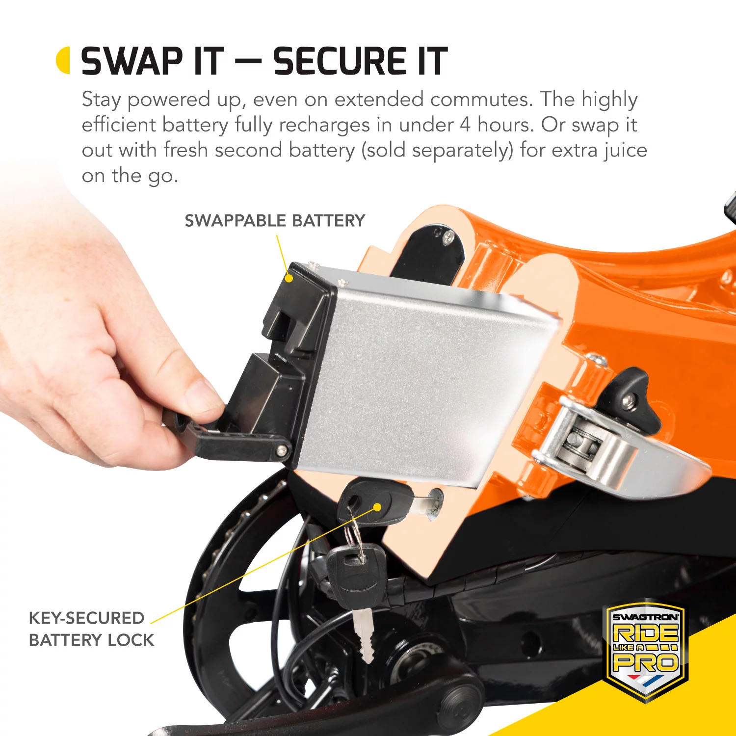 Swagtron EB7 Plus Folding Electric Bike Removable Battery Adult Ebike Pedal-Assist - Womvr