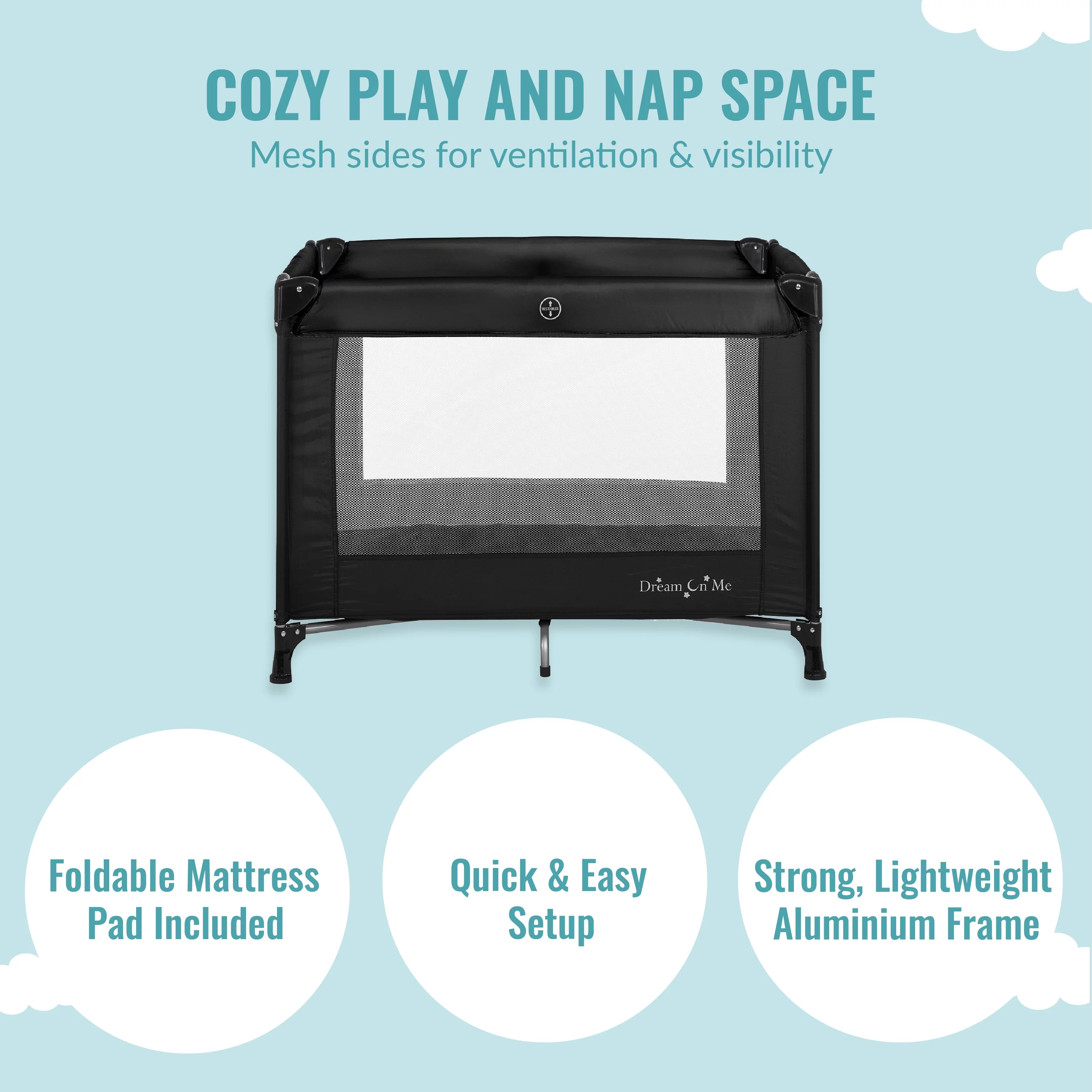 Dream On Me Nest Portable Play Yard with Carry Bag and Shoulder Strap, Pink - Womvr