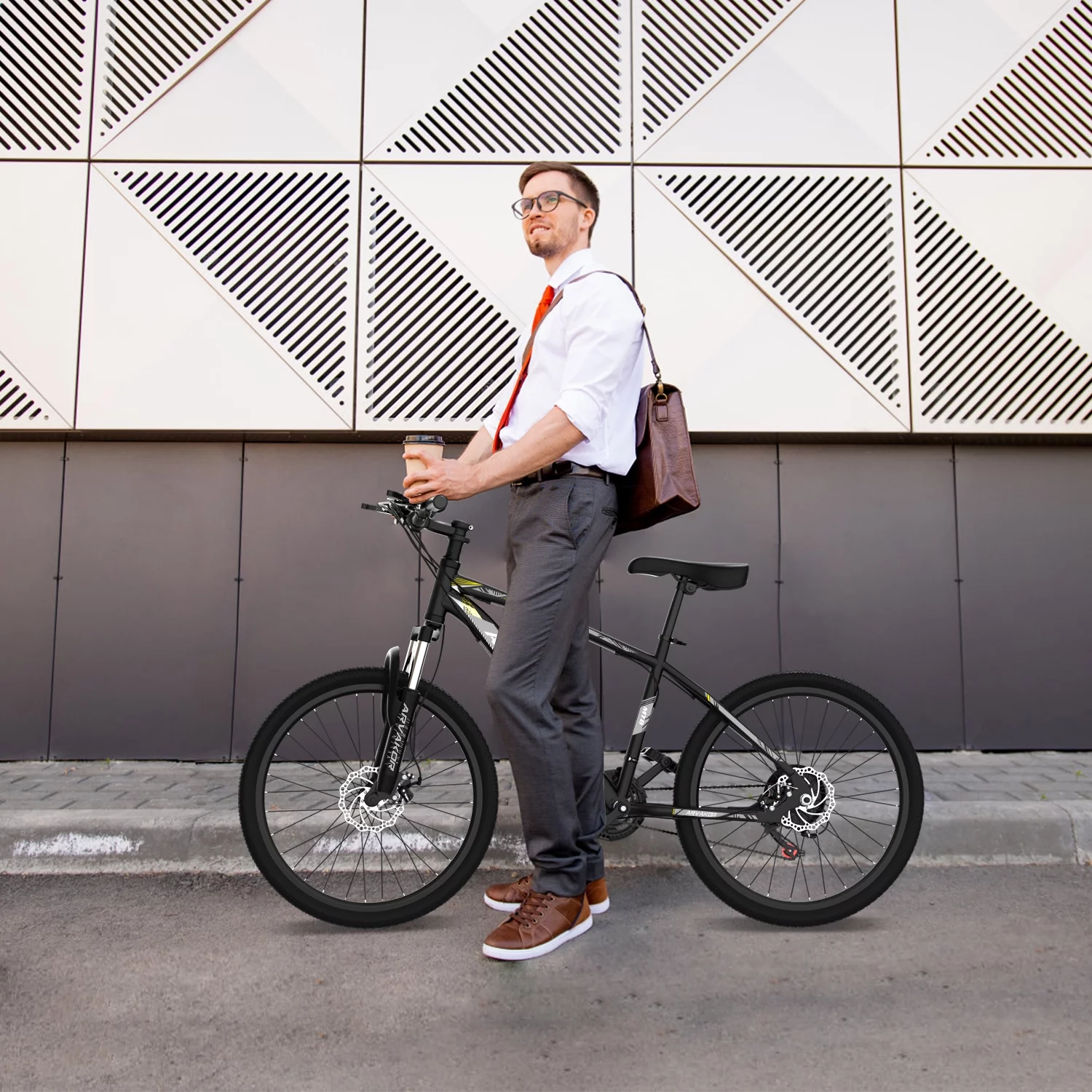 ARVAKOR 26'' Mountain Bikes for Men, 21 Speeds, Double Disc Brake, Gray - Womvr