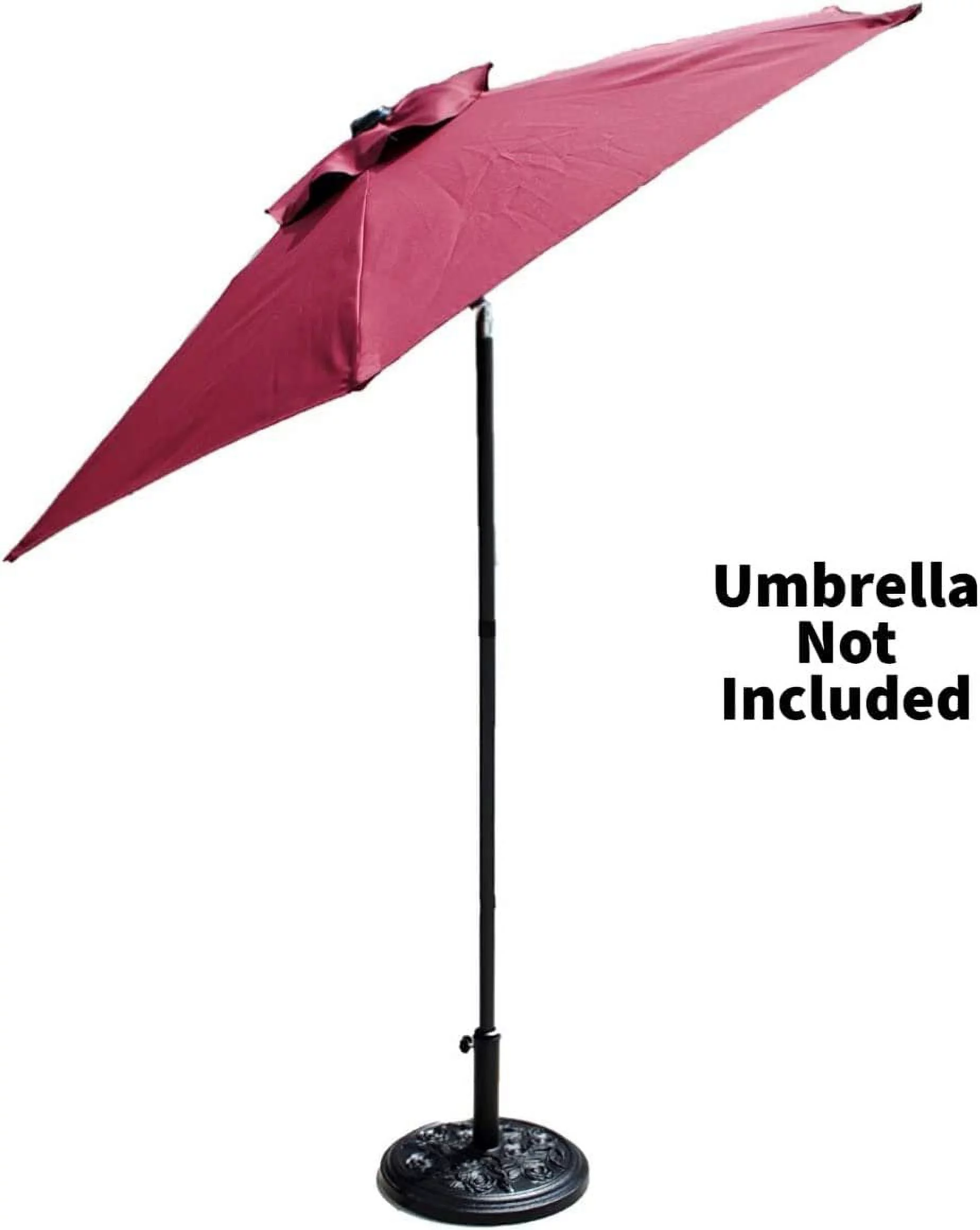 S4O Heavy Duty Round Outdoor Patio Pool Umbrella Base Stand w/ Black Rose Design - Womvr