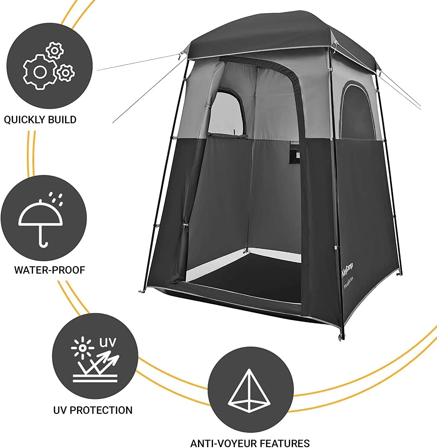 KingCamp Oversized Shower Tent Extra Wide 1 Room with Floor Waterproof Camping Privacy Shelter Easy Set Up Tent for Dressing Changing Toilets Tent, Coffee - Womvr