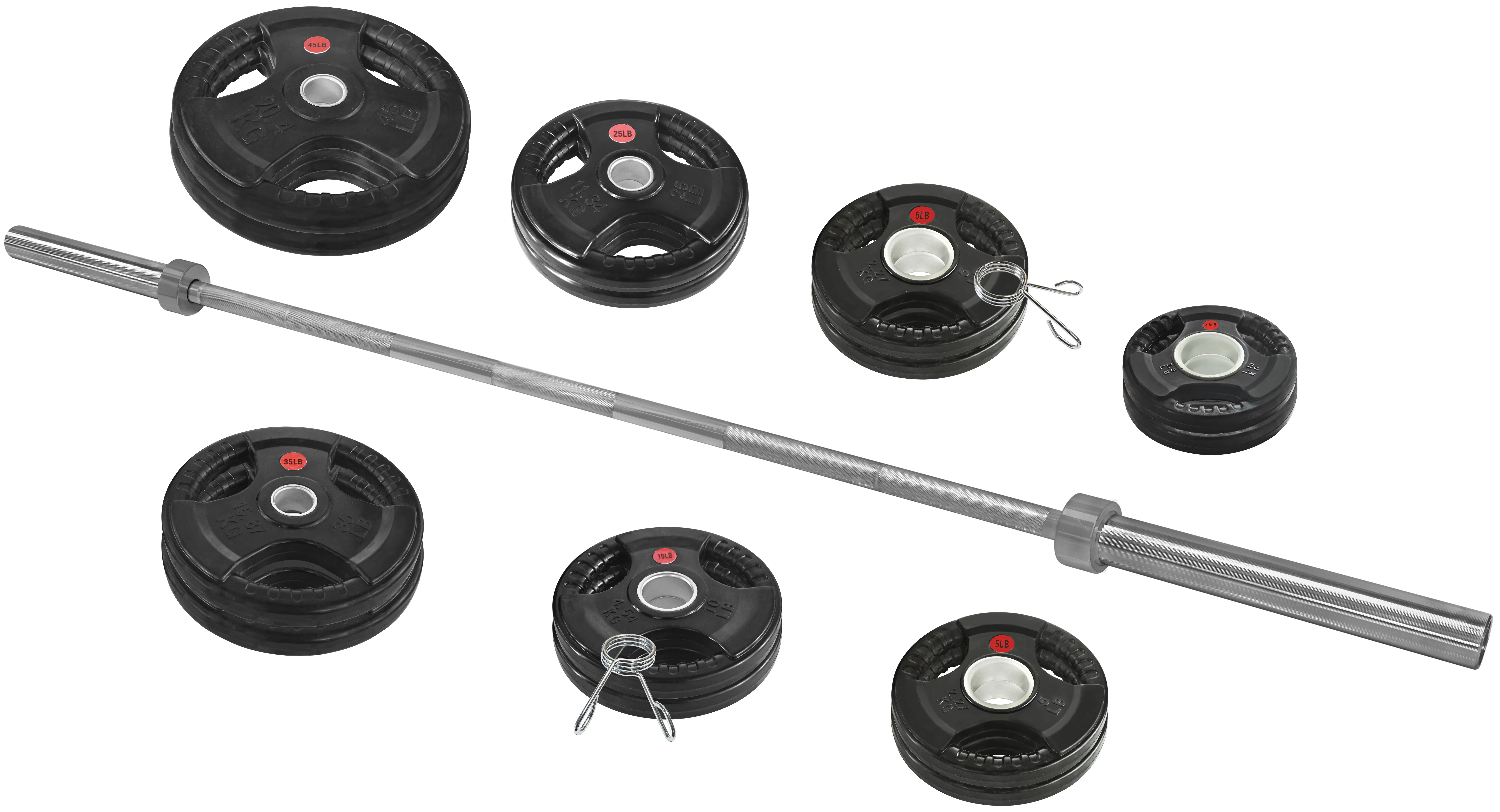 BalanceFrom Cast Iron Olympic Weight Including 7FT Olympic Barbell and Clips, 300-Pound Set (255 Pounds Plates + 45 Pounds Barbell), Multiple Packages - Womvr