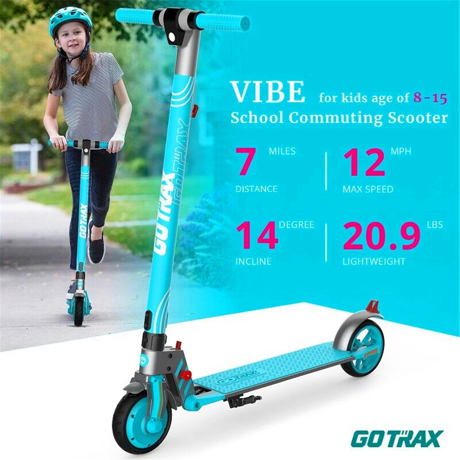 GOTRAX Vibe Electric Scooter for Kids Teens 8-15, 250W 6.5