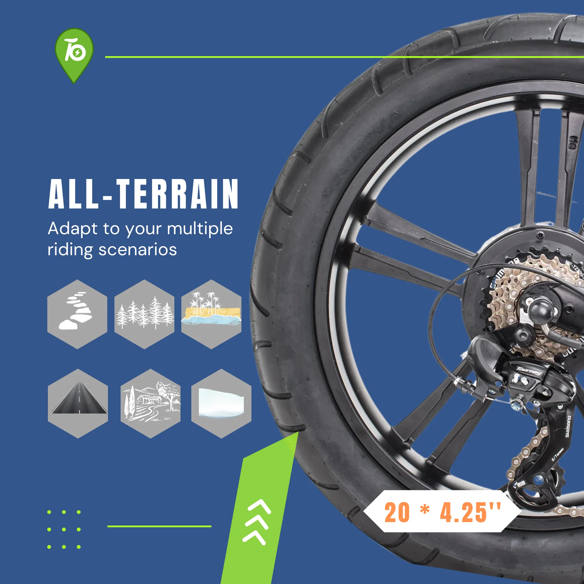 Qualisports Foldable Ebike for Adults, 500W with Removable Battery, 48V 10.5Ah Fat Tire Electric Bicycle, 7-Speed - Womvr