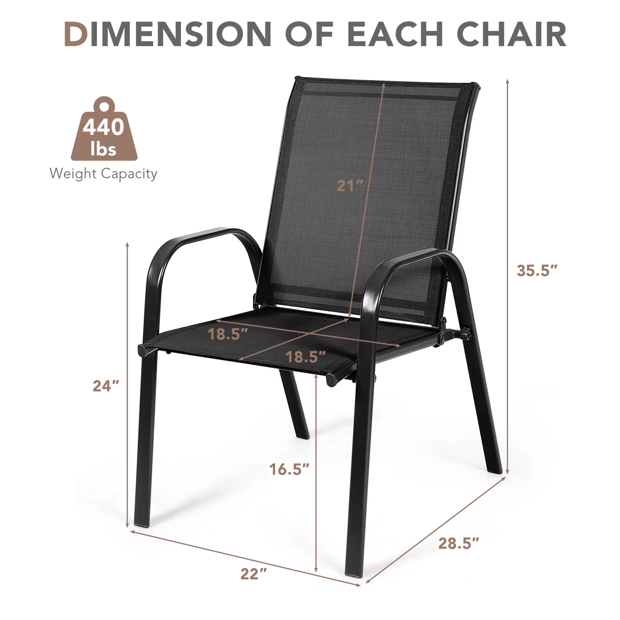 Gymax Set of 2 Patio Chairs Dining Chairs w/ Steel Frame Yard Outdoor Grey - Womvr