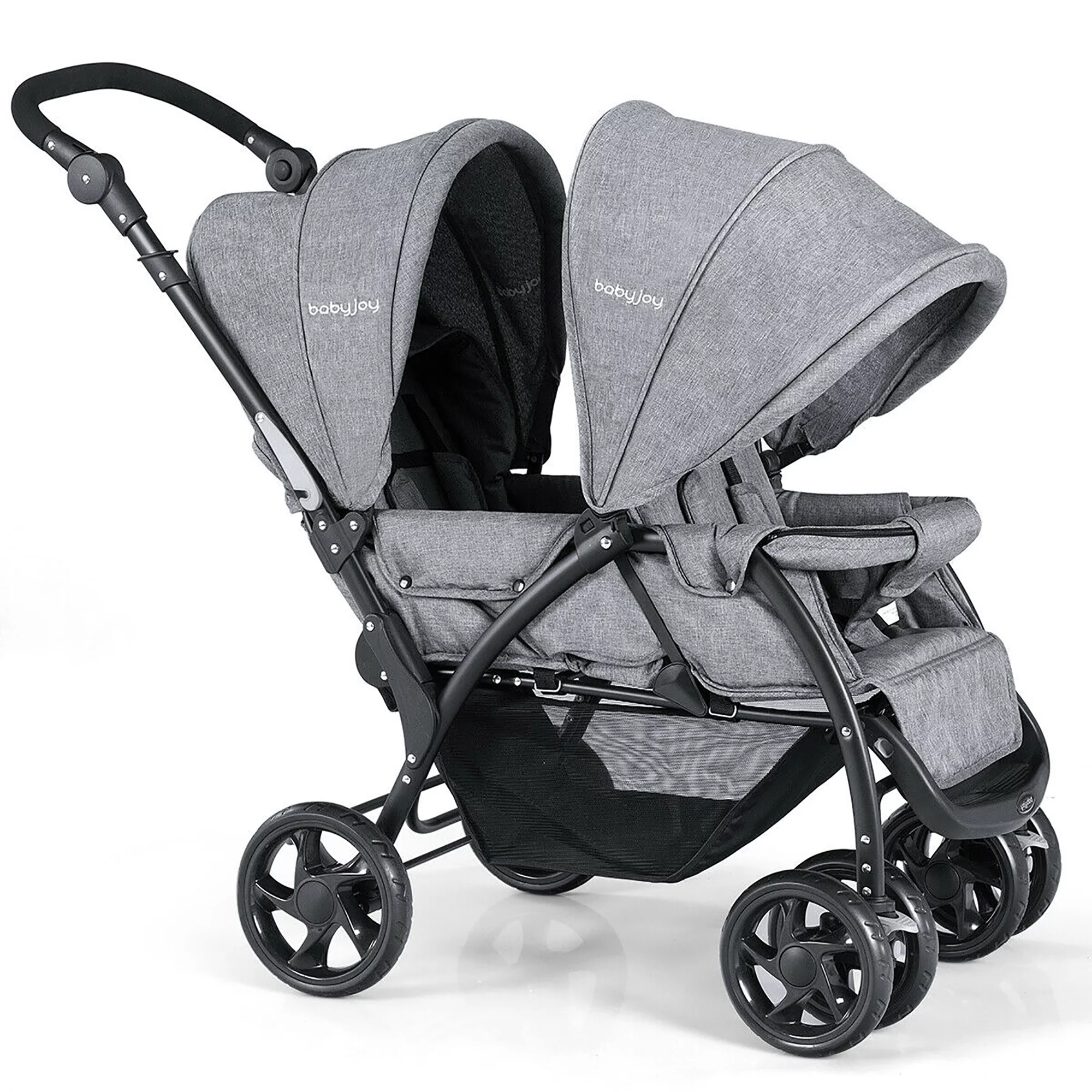 Babyjoy Double Stroller Foldable Baby Twin Lightweight Travel Stroller Infant Pushchair Black - Womvr