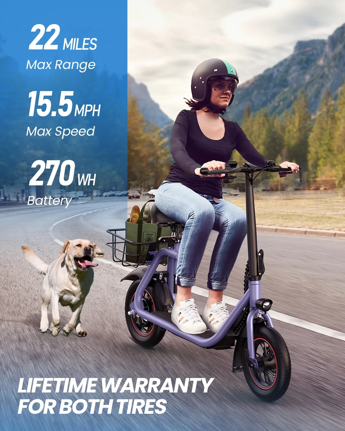 URBANMAX C1 Electric Scooter with Seat, 450W Powerful Motor up to 22 Miles Range, Folding Electric Scooter for Adult Max Speed 15.5Mph, Electric Scooter-Blackfor Commuting with Basket - Womvr