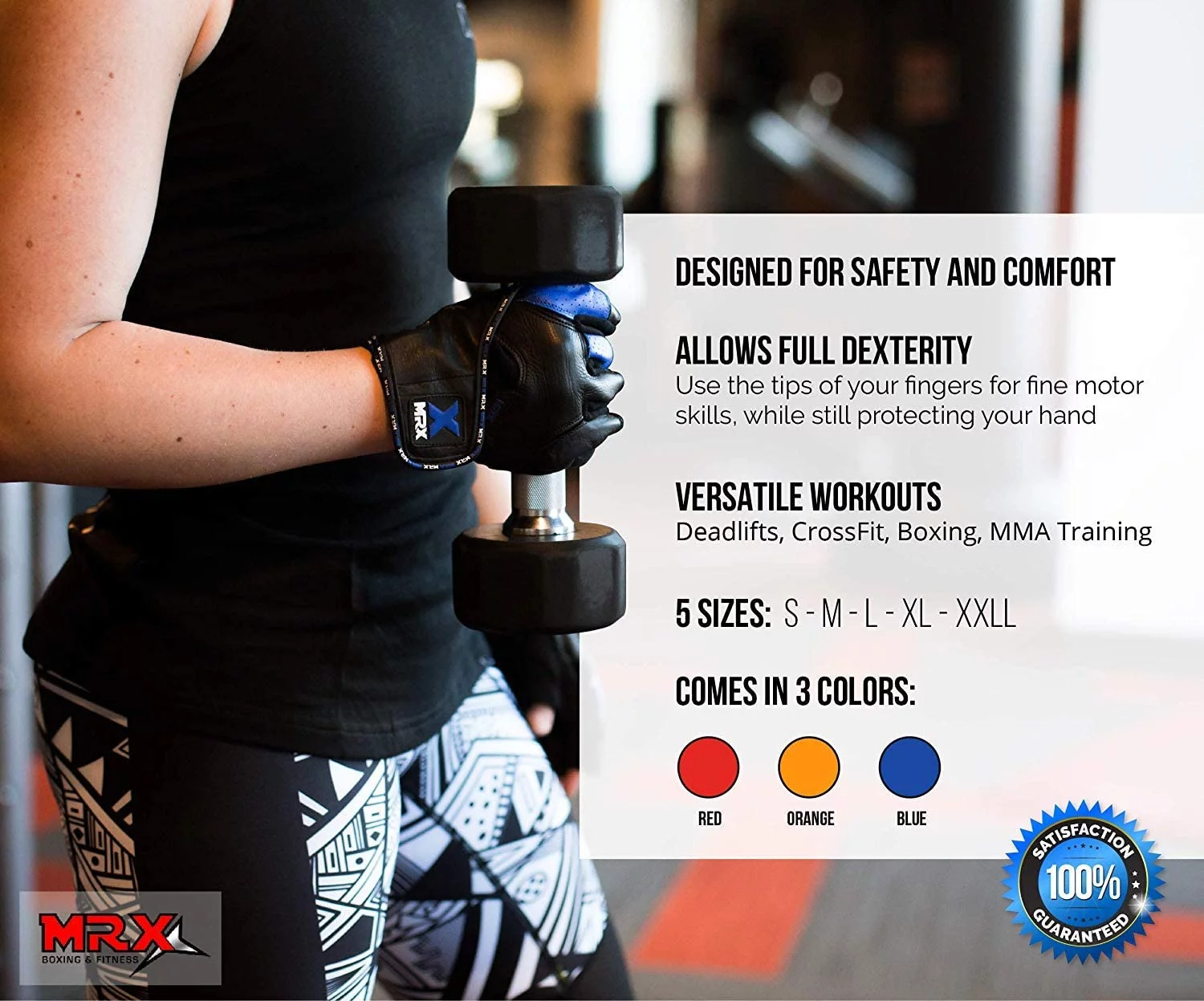 MRX Weight Lifting Gloves Gym Power Training Fitness Bodybuilding Glove Long Wrist Strap Black / Red M - Womvr