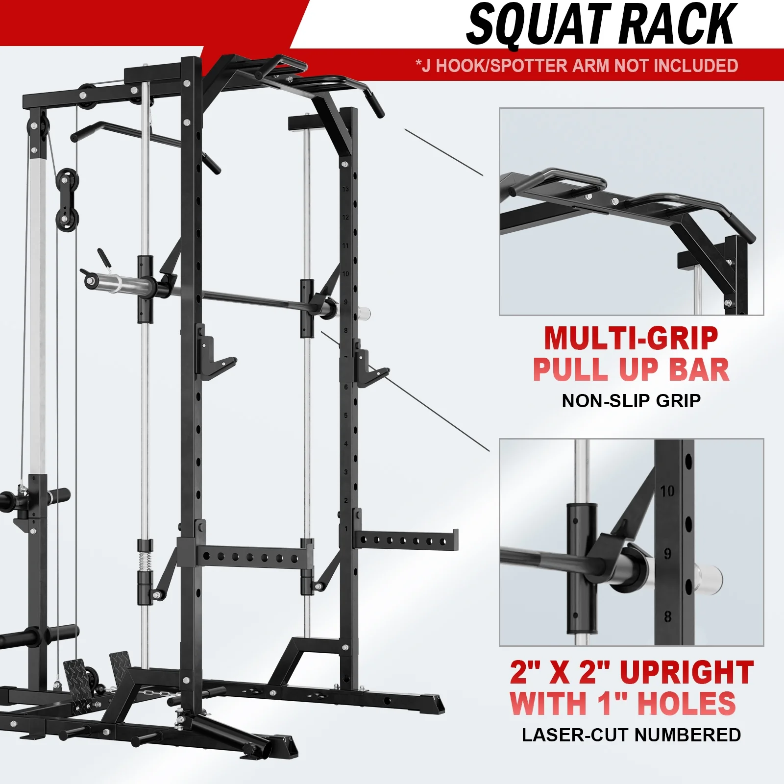 Mikolo Smith Machine Home Gym, Multi-Functional Squat Rack with Lat Pull Down System, Workout station with Weight Bar, Bend Peg and Other Functional Attachments - Womvr