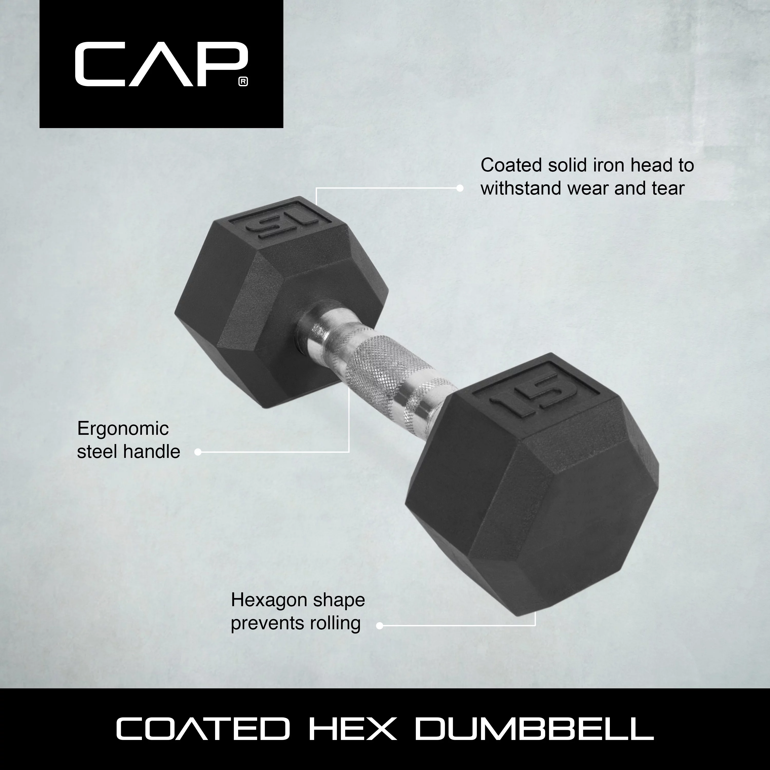 (2 pack) CAP Barbell, 55lb Coated Hex Dumbbell, Single - Womvr