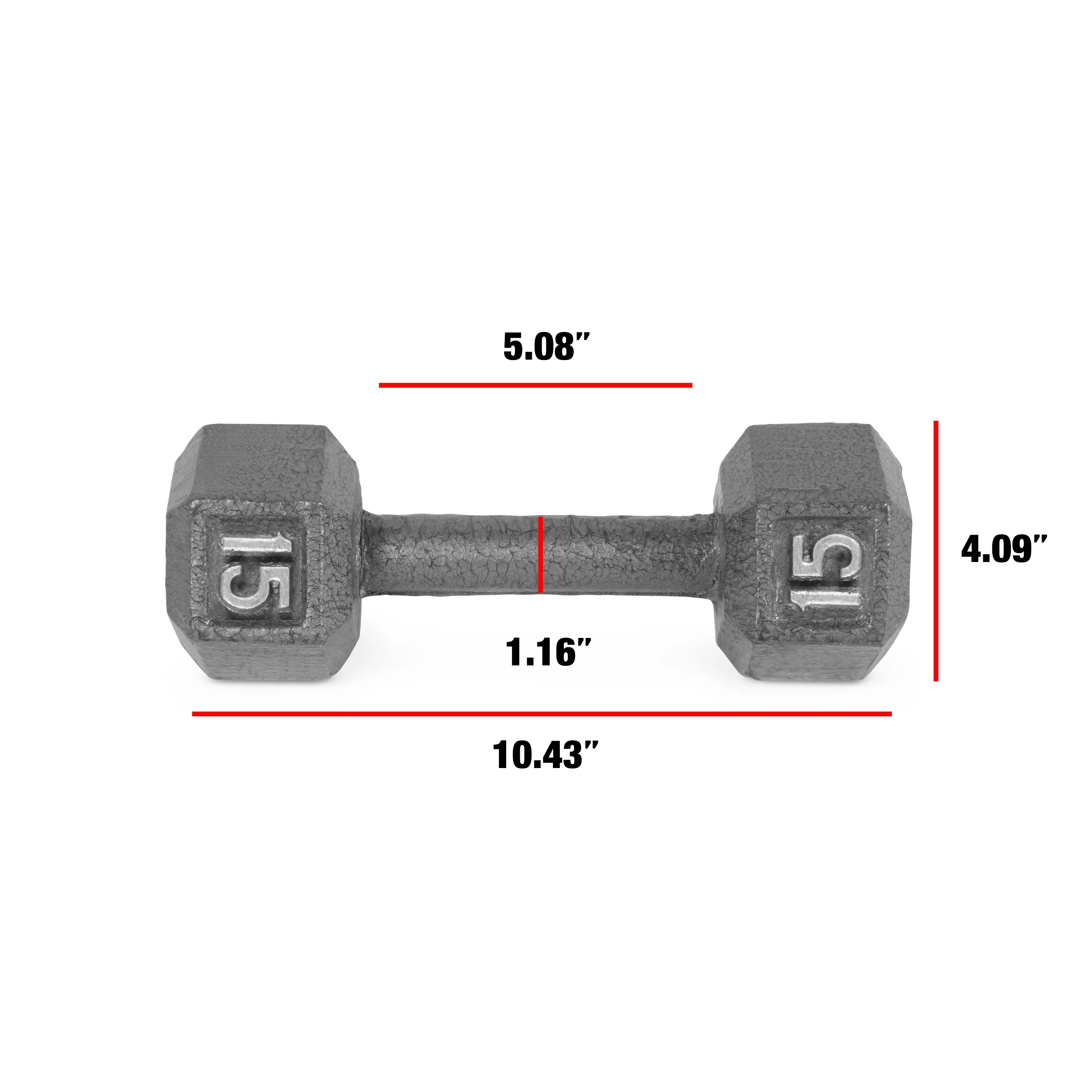 CAP Barbell 15lb Cast Iron Hex Dumbbell, Single - Womvr