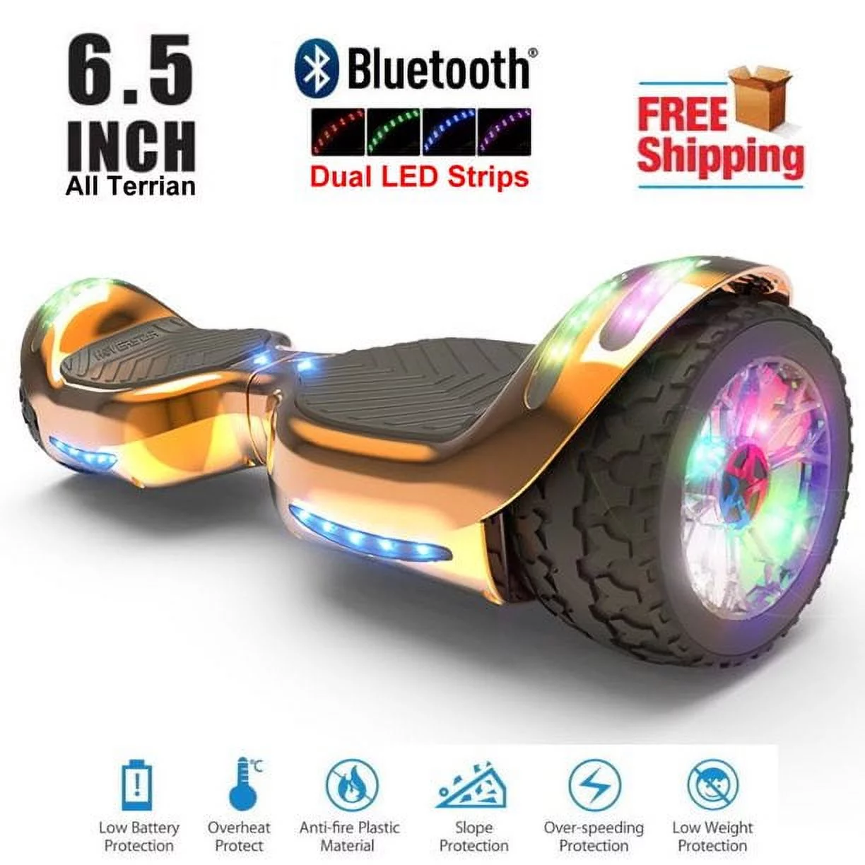 Hoverstar ul2272 Hoverboard All-Terrain LED Flash Wide All Terrian Wheel, Blue - Womvr