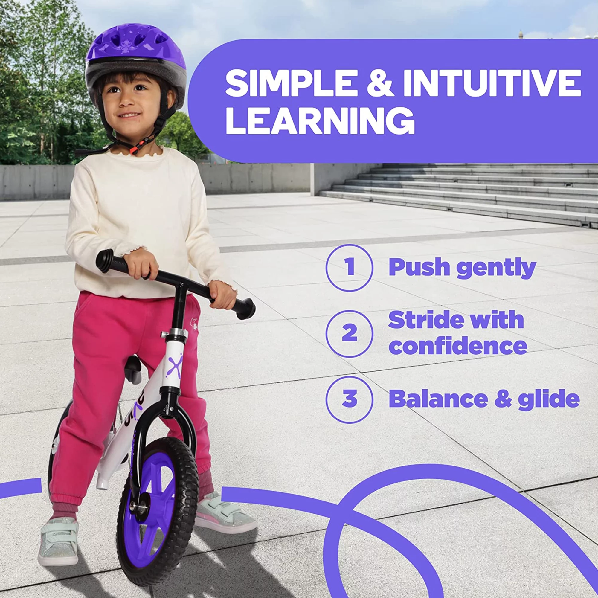 Bixe Aluminum Toddler Balance Bike Lightweight 12” No-Pedal Training Bike for Kids, Purple - Womvr