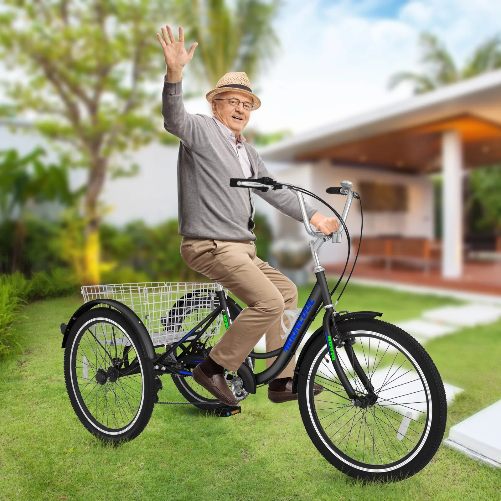 Docred Adult Tricycle 7 Speed 24 Inch Three Wheel Bike Cruiser Trike for Men/Women/Seniors - Womvr