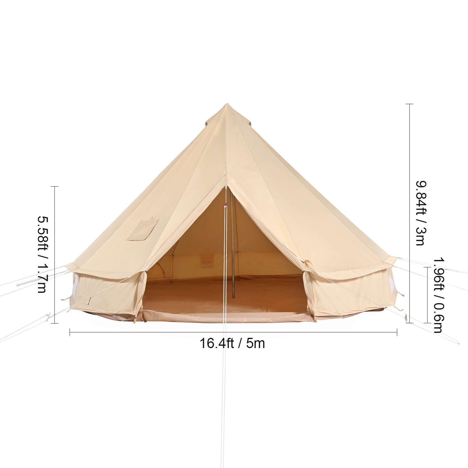 SKYSHALO Canvas Bell Tent 5m/16.4ft 4-Season Camping Yurt Tent with Stove Jack - Womvr