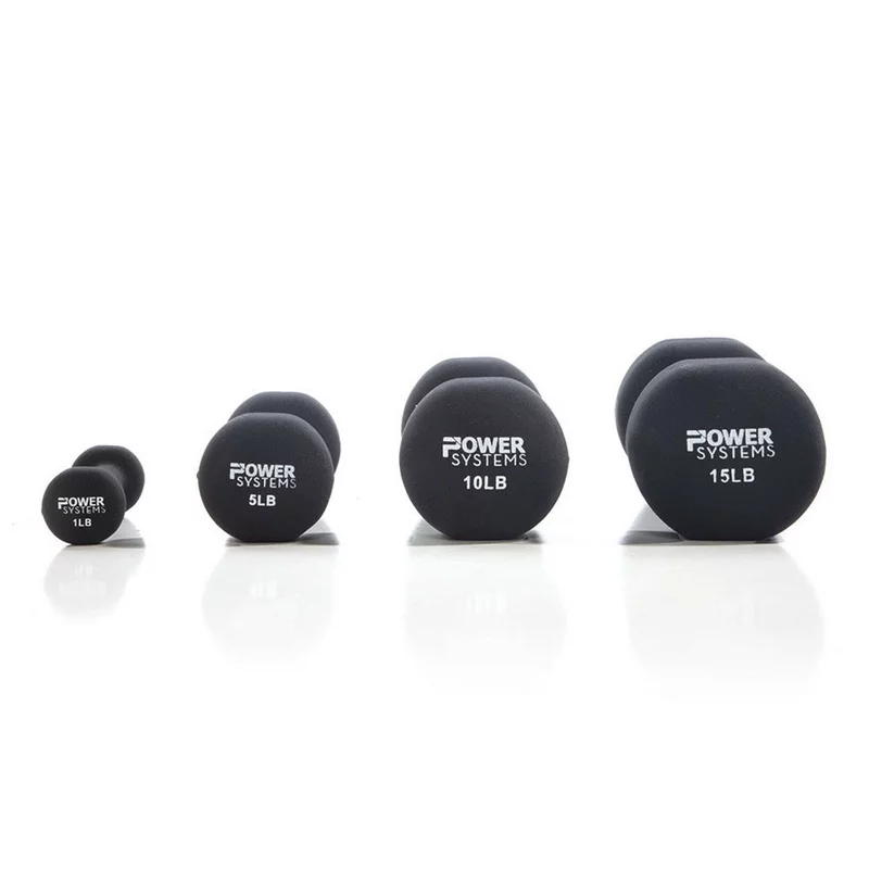Power Systems Premium Neoprene Coated Dumbbell, Black, Pair, 8 lb - Womvr