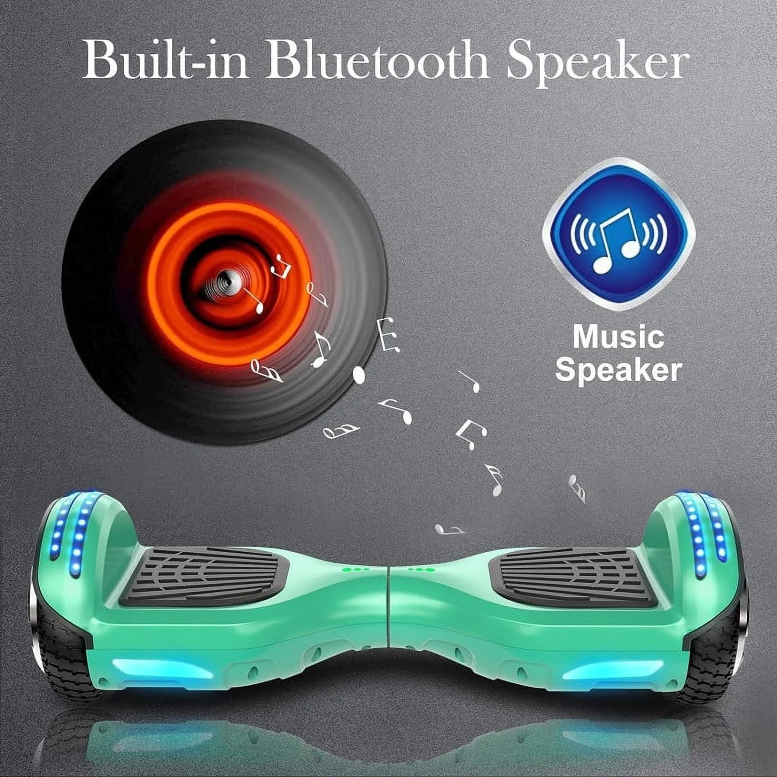 SISIGAD Hoverboard with Seat, 6.5 inch Hoverboard Go Kart Combo with Bluetooth Speaker & LED Lights for Kids Adults - Womvr