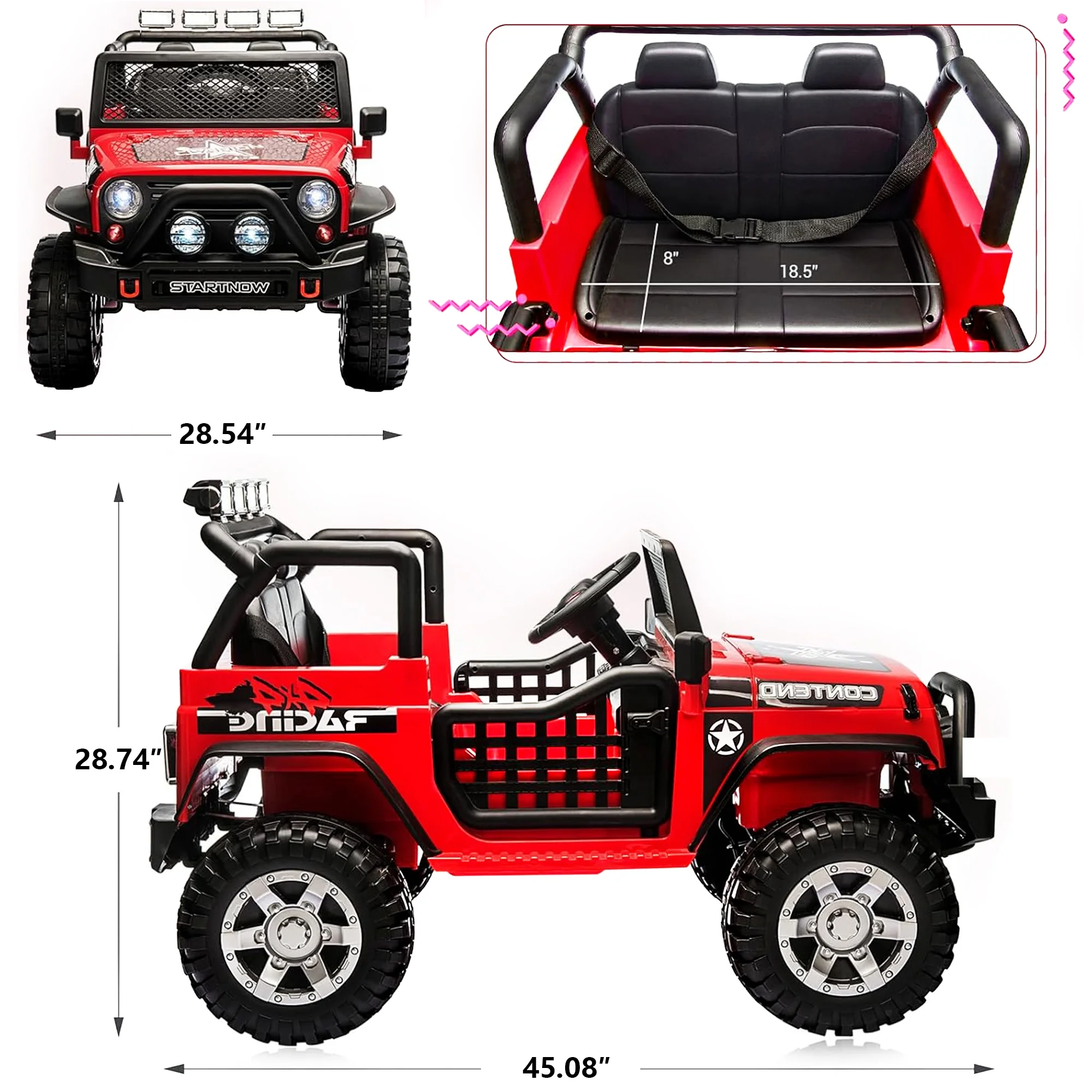 Inolait 12V Ride on Toy, Kids Ride on Truck Car 2 Seater with Remote - Womvr