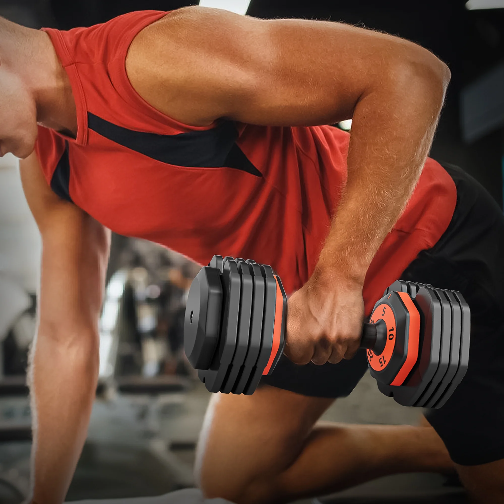 5-in-1 Adjustable Single Dumbbell - 25 LB, Complete with Anti-Slip Metal Handle for Full Body Home Gym Workouts - Ideal Adjustable Dumbbell Set for Your Weight Selection Needs