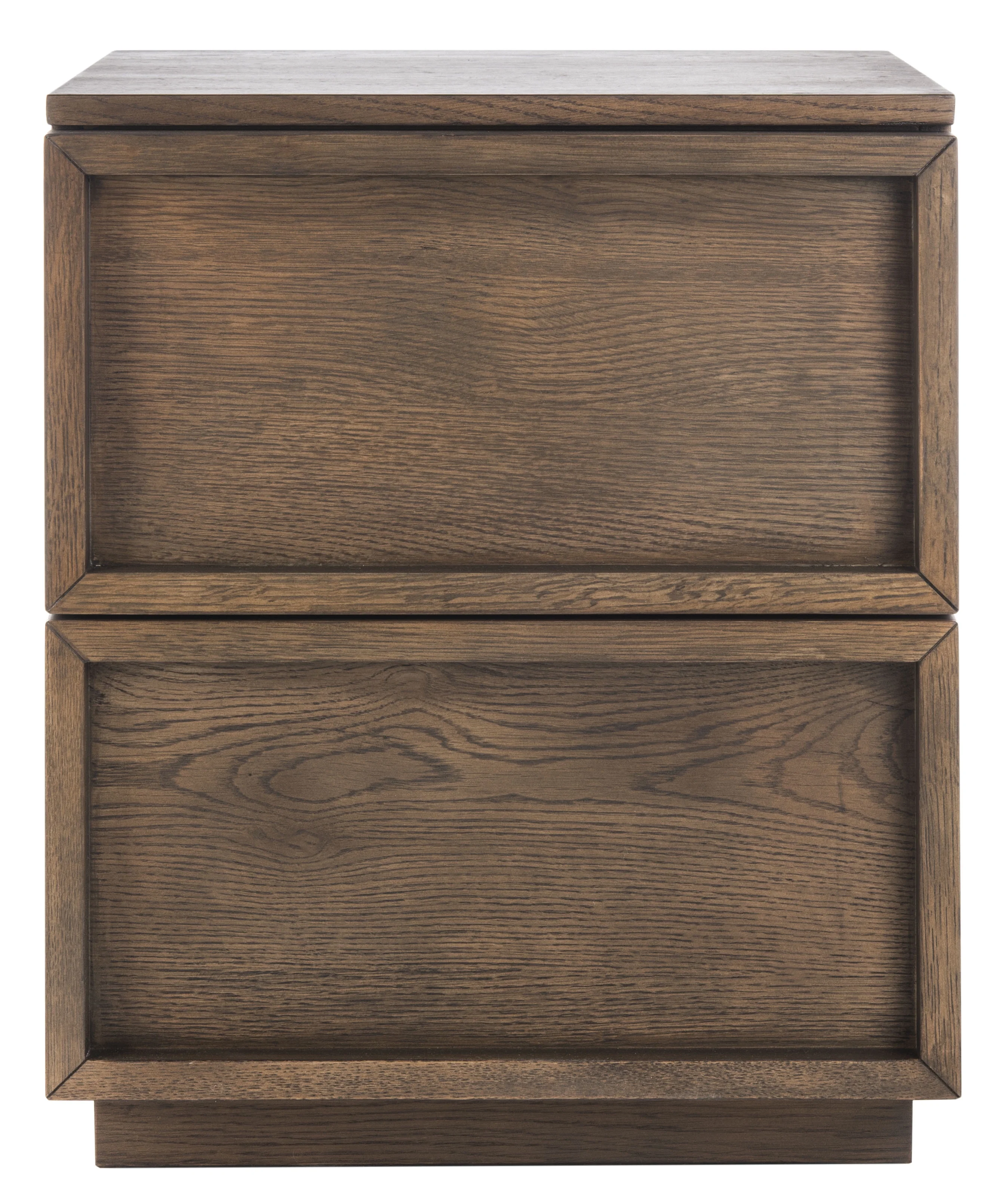SAFAVIEH Couture Zeus Rustic Nightstand with 2 Drawers. Medium Oak - Womvr