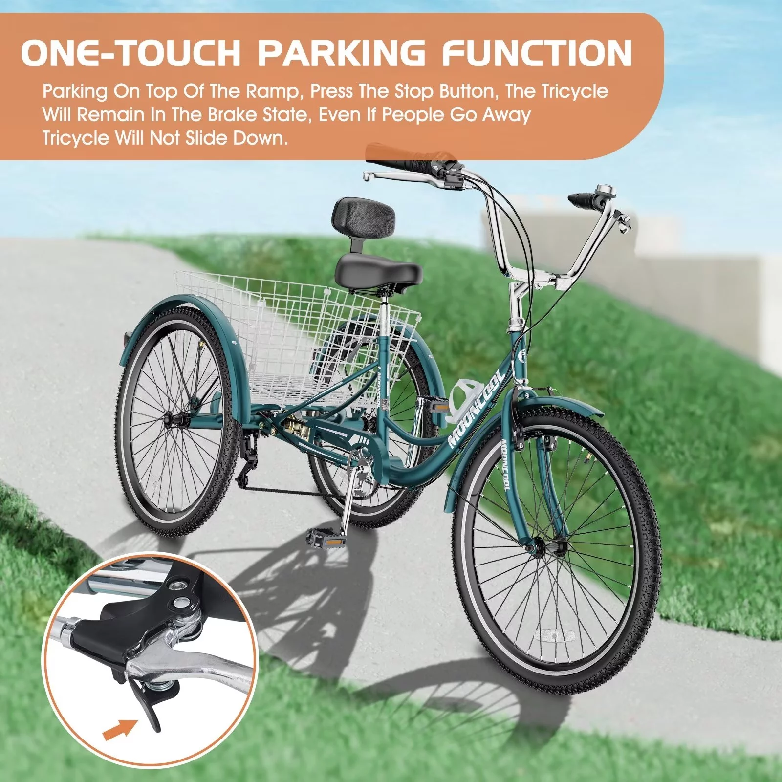 Lilypelle Adult Tricycles 7 Speed 20/24/26 Inch Three Wheel Bike Cruiser Trike with Low-Step Through Frame/Large Basket for Men, Women, Seniors - Womvr