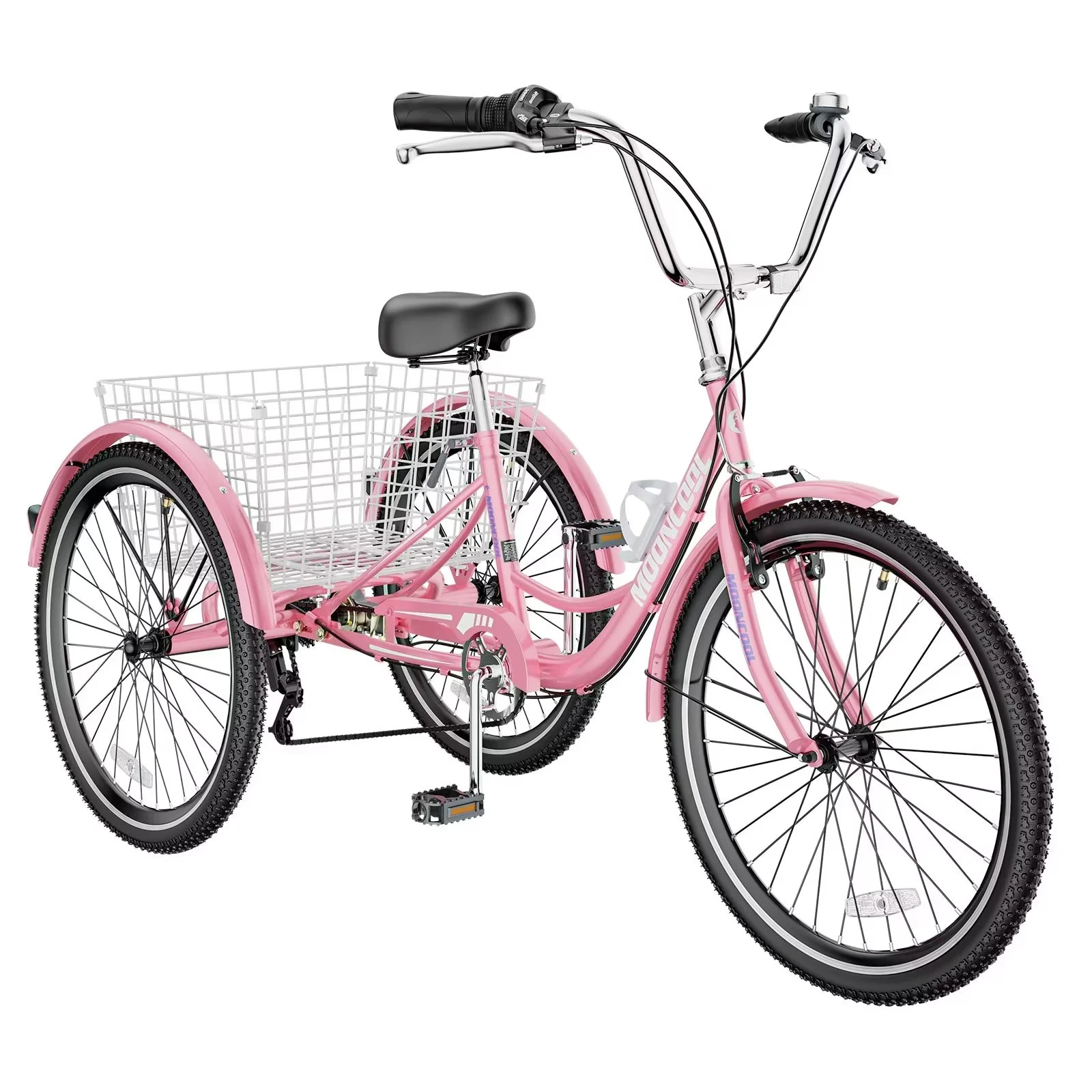 MOPHOTO Adult Tricycle 20/24/26 inch 3 Wheel Bicycle,3 Wheel Bikes for Adults,7 Speed Low Stepover Frame Tricycle with Basket/Bell,3 Wheel Bicycle for Seniors,Women,Men - Womvr