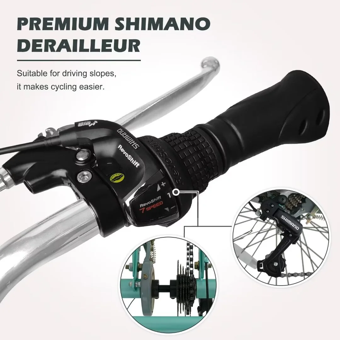 Docred Adult Tricycle 7 Speed 24 Inch Three Wheel Bike Cruiser Trike for Men/Women/Seniors - Womvr