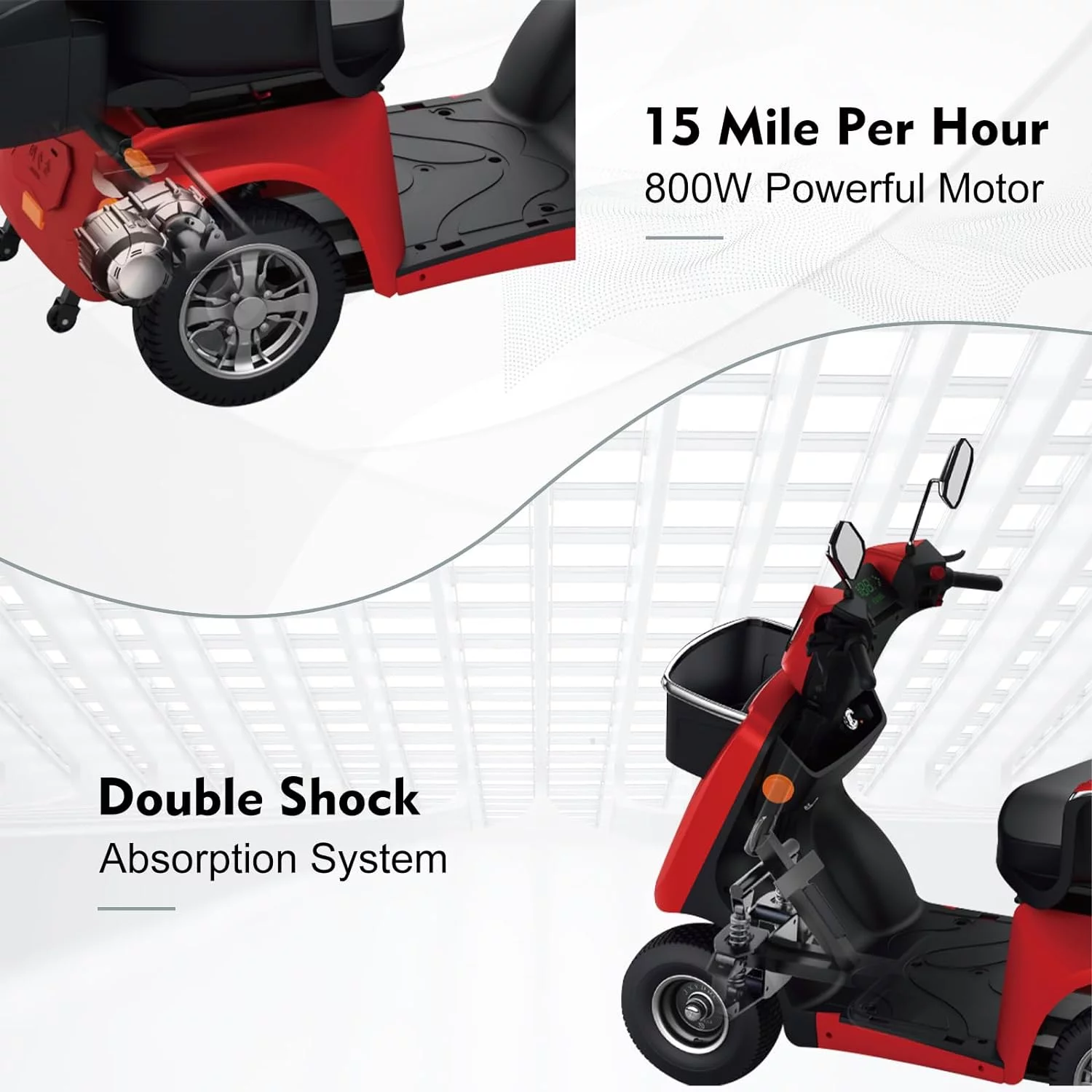 Heavy duty 4 wheel adult mobility Scooter Senior Medical Electric Mobility Scooter 800W Mobility scooter 500 lb capacity. - Womvr