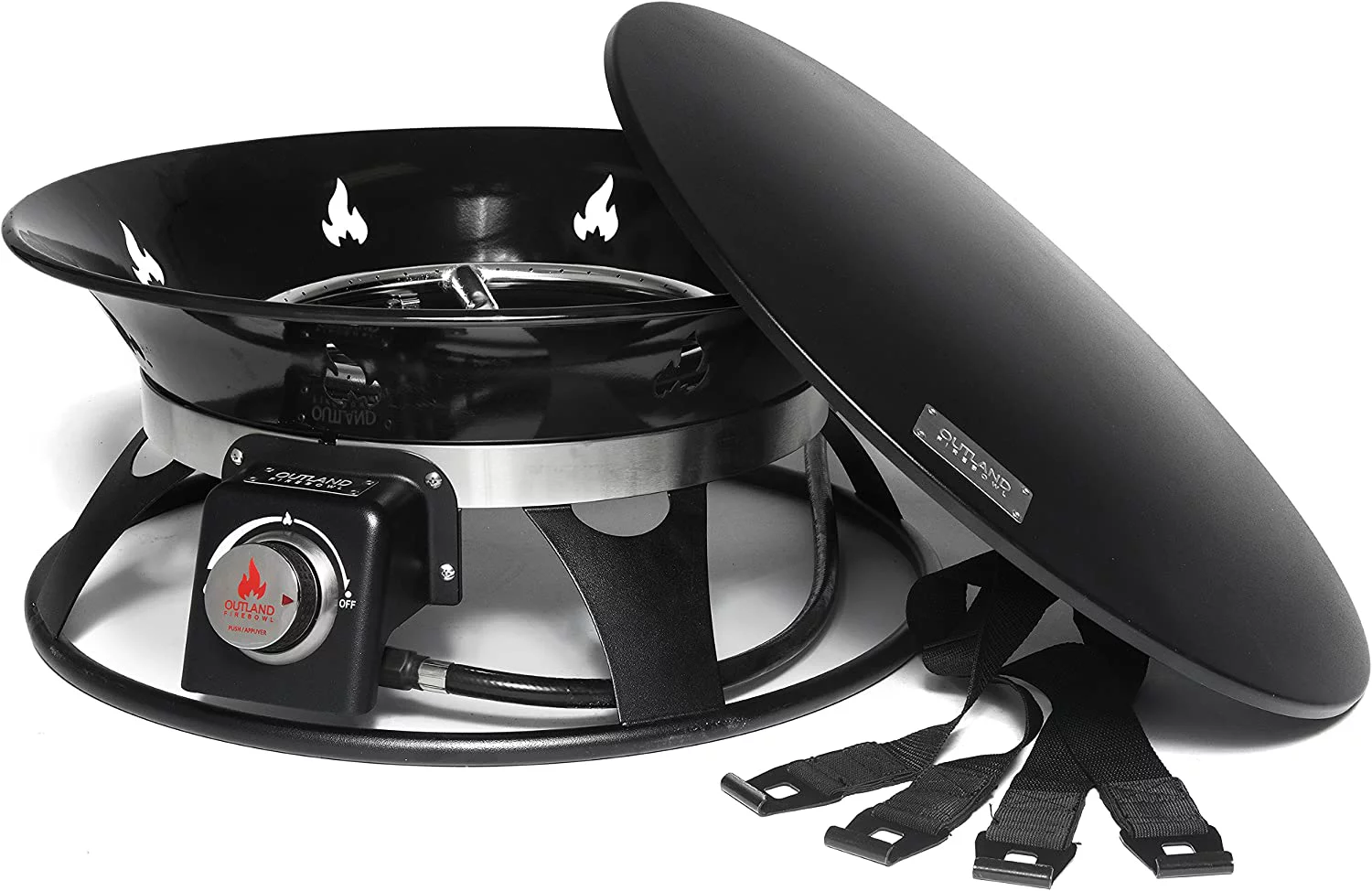 Outland Living Portable Propane Fire Pit, 21-inch, 58,000 BTU with Cover & Carry Kit, Smokeless Gas Firebowl| Helios Burner 863 Cypress - Womvr