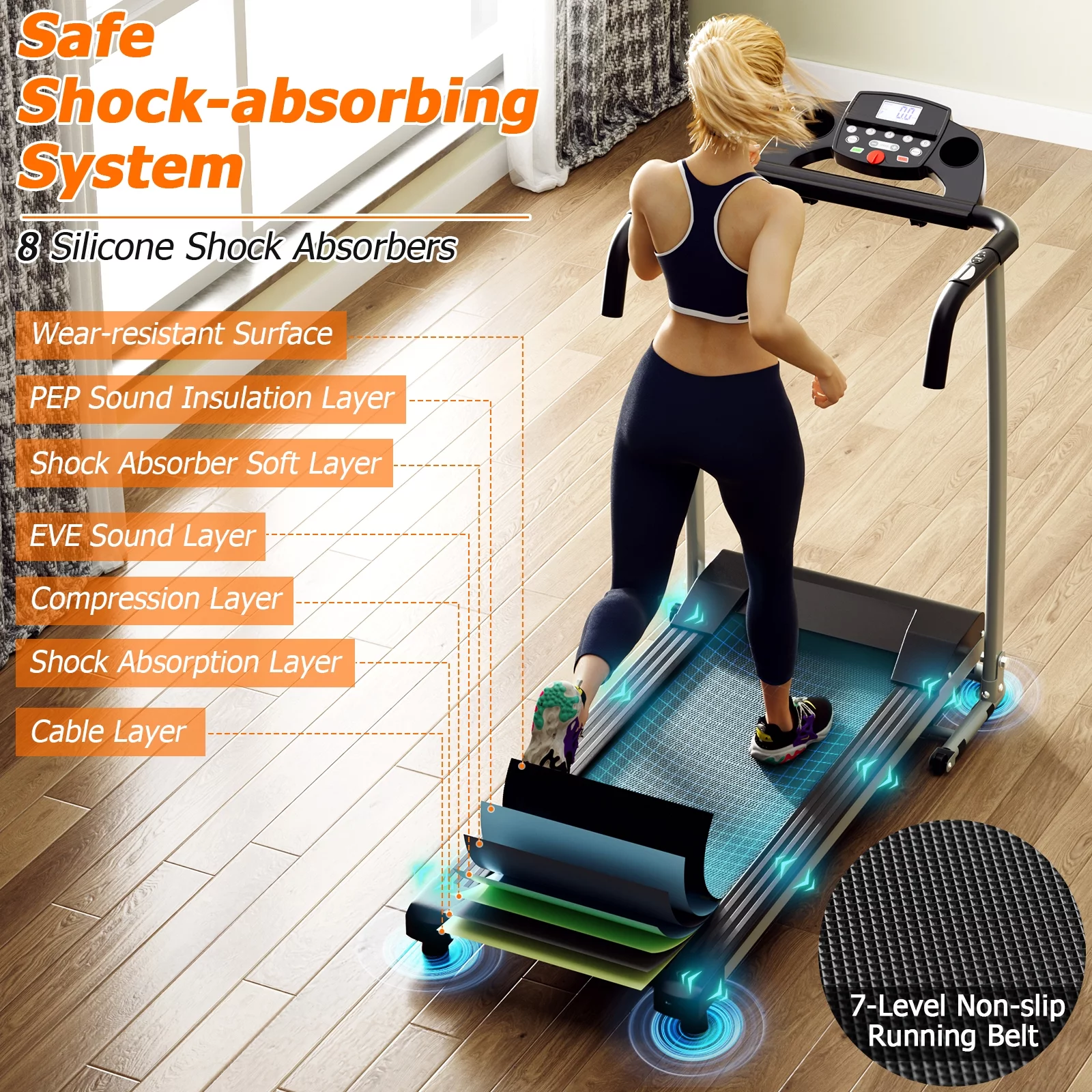 Costway 2 HP Up to 7.5MPH Folding Treadmill Motorized Running Machine 12 Preset Program & LCD Display Screen - Womvr