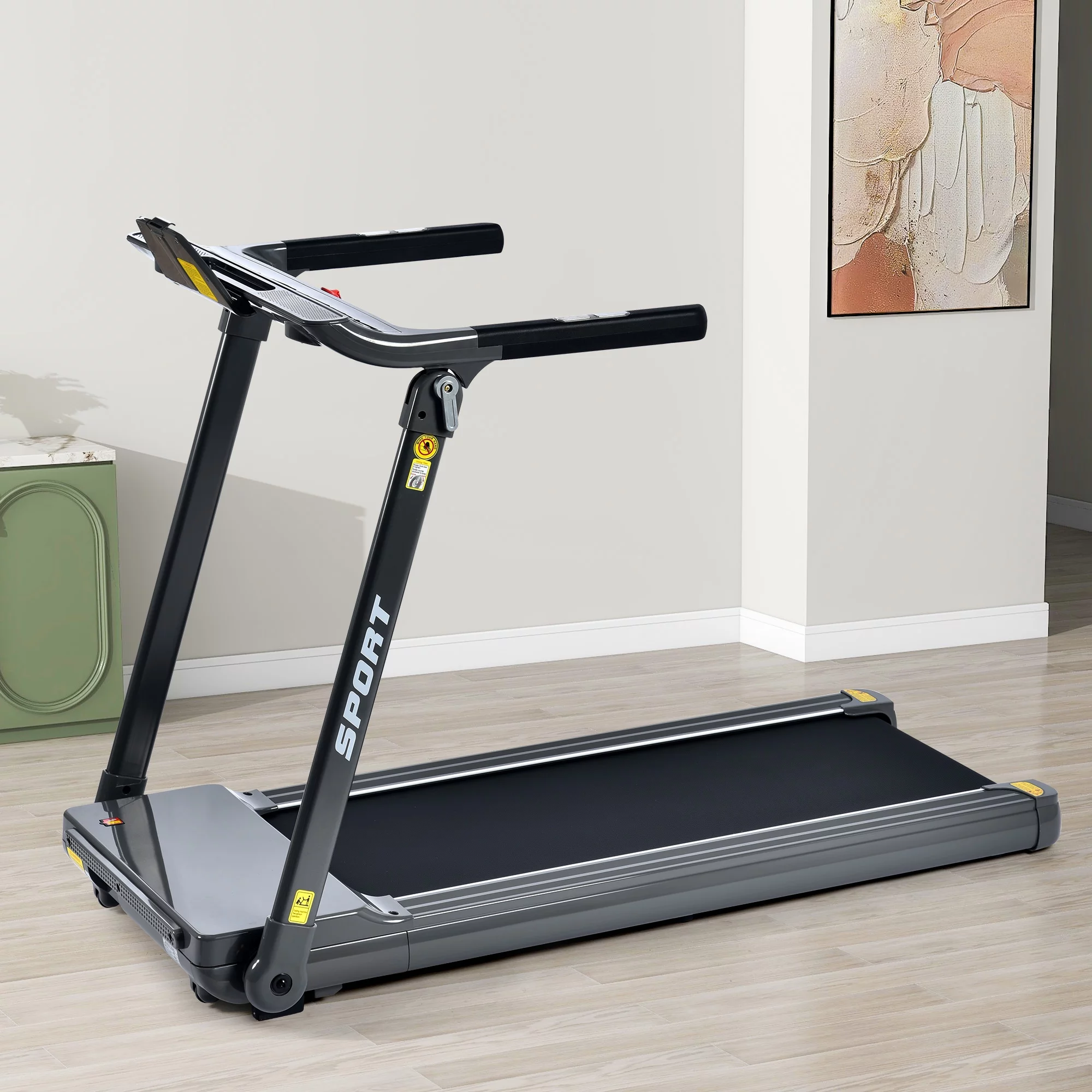 Aukfa Folding Treadmill for Home, 300 lb+ Capacity, 3.5 HP Electric Motorized Treadmill, 8.7 mph Speed, Black - Womvr