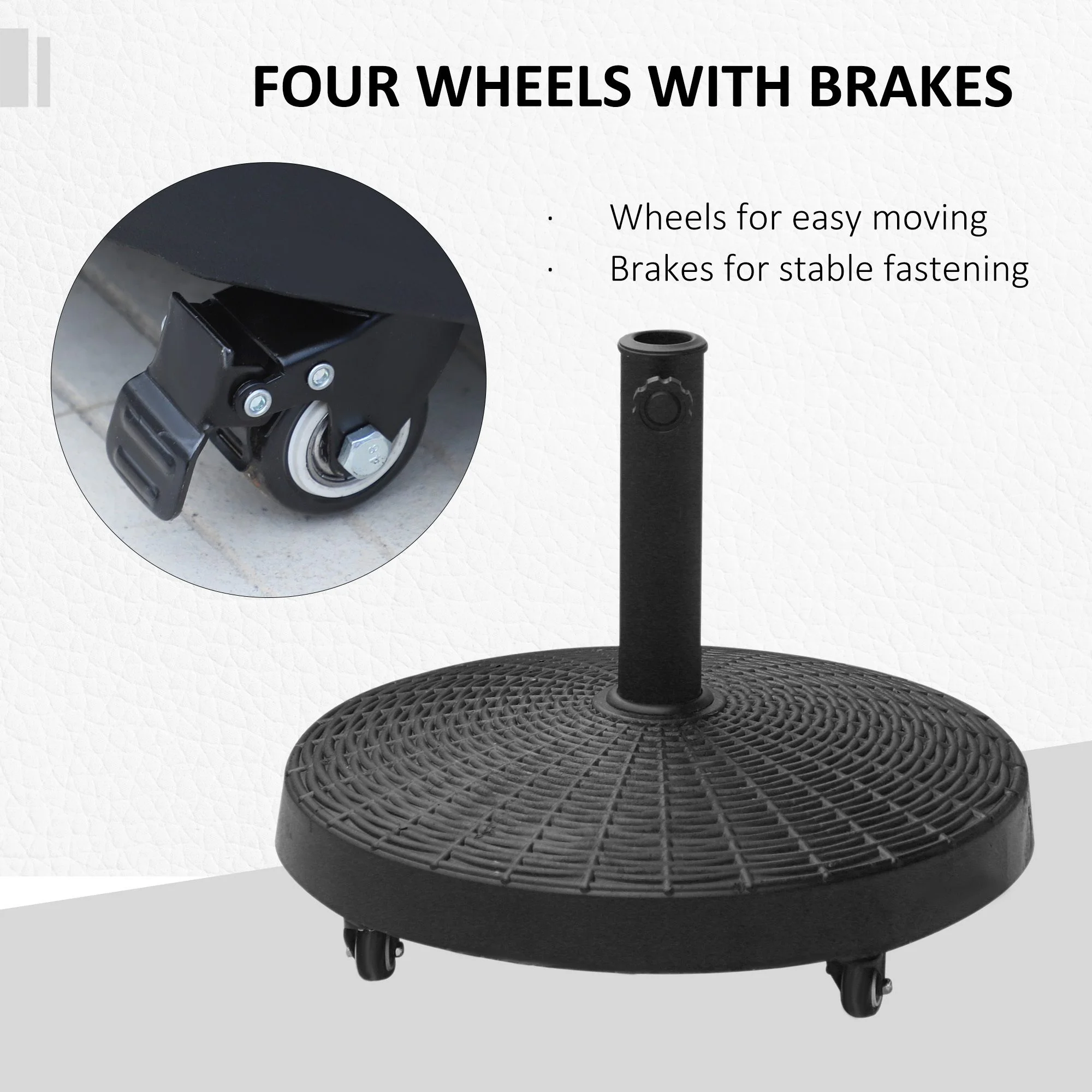 Outsunny 50 lbs. Umbrella Base, Heavy Duty Umbrella Stand, Black - Womvr