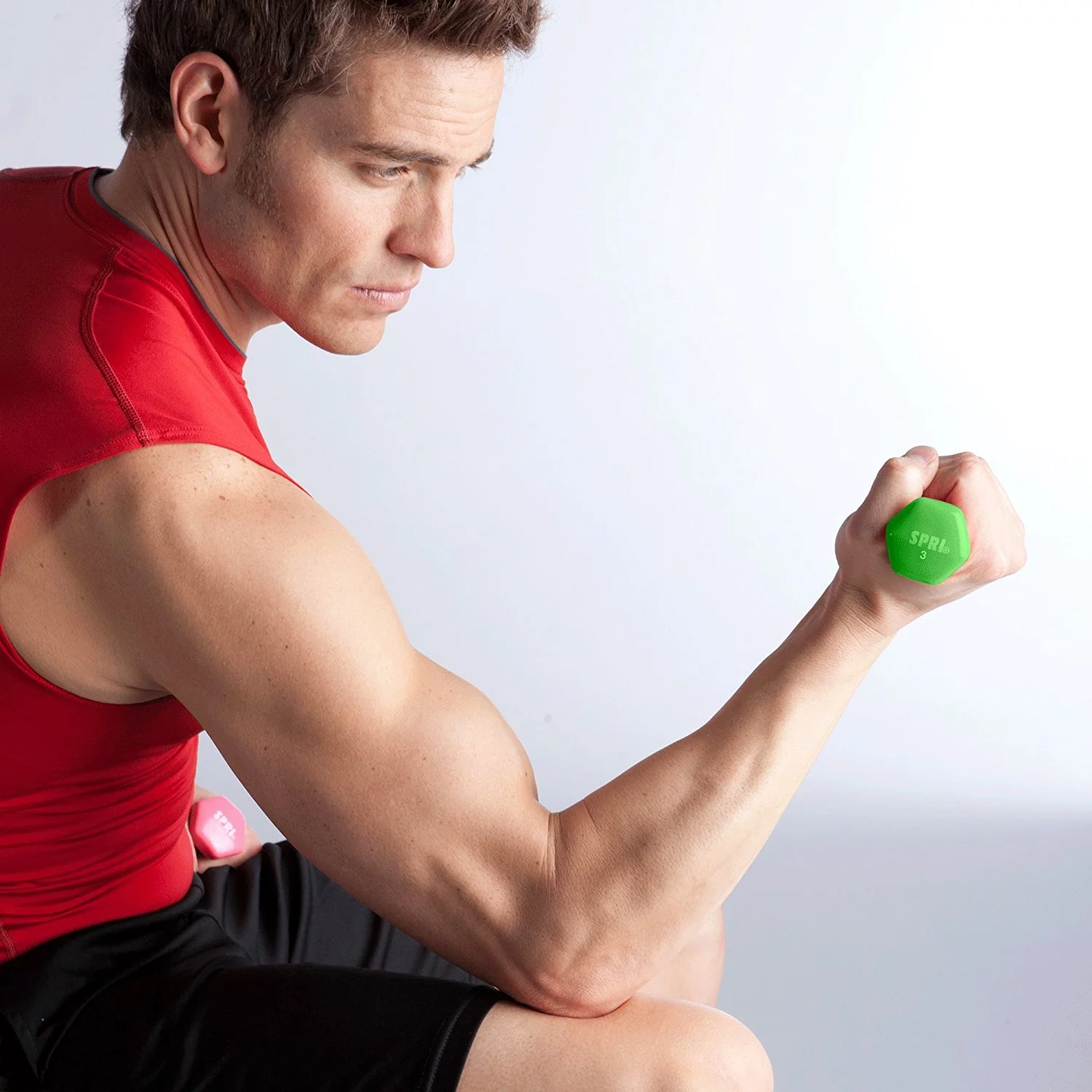 SPRI Deluxe Vinyl Dumbbells, 15 lb Pair, Grey - Womvr