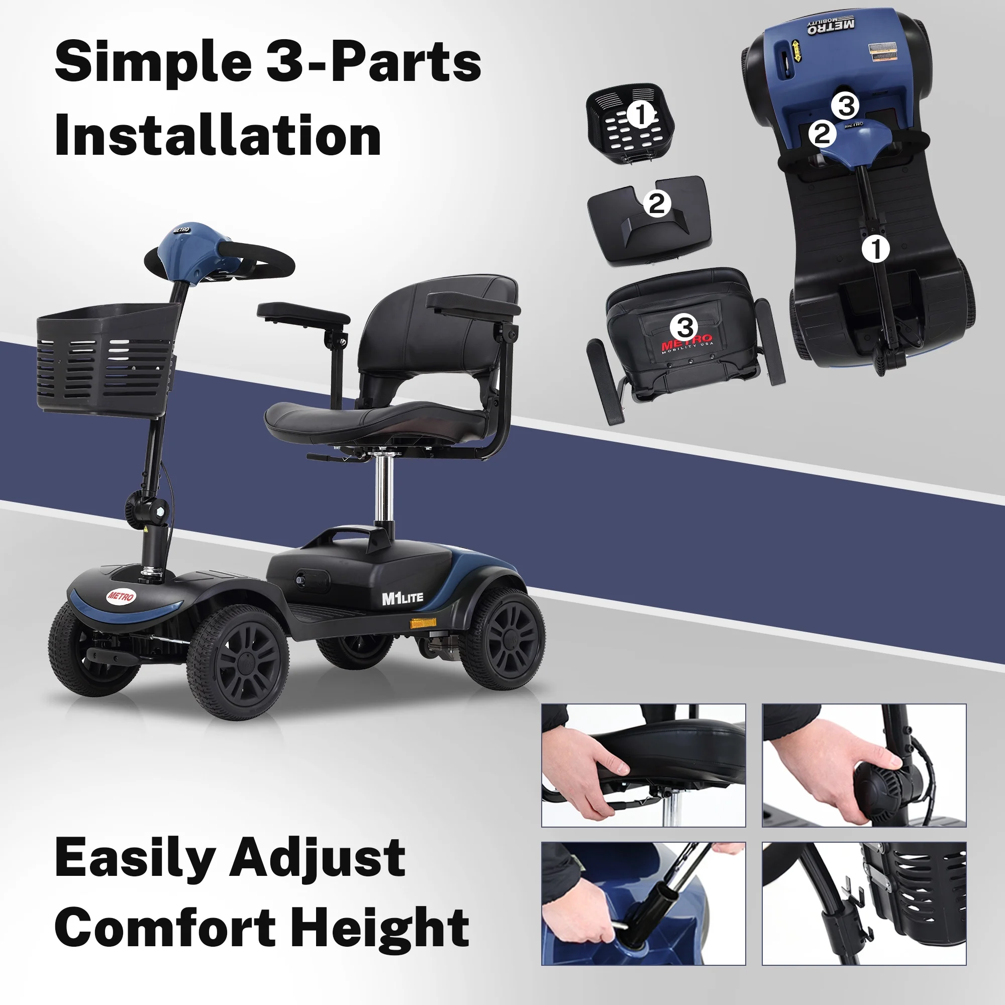 Segmart Mobility Scooter for Seniors, 4 Wheels Compact Heavy Duty Electric Mobile Scooter, Range 13 Mile, Max Speed 5 MPH, 265LBS, Red - Womvr