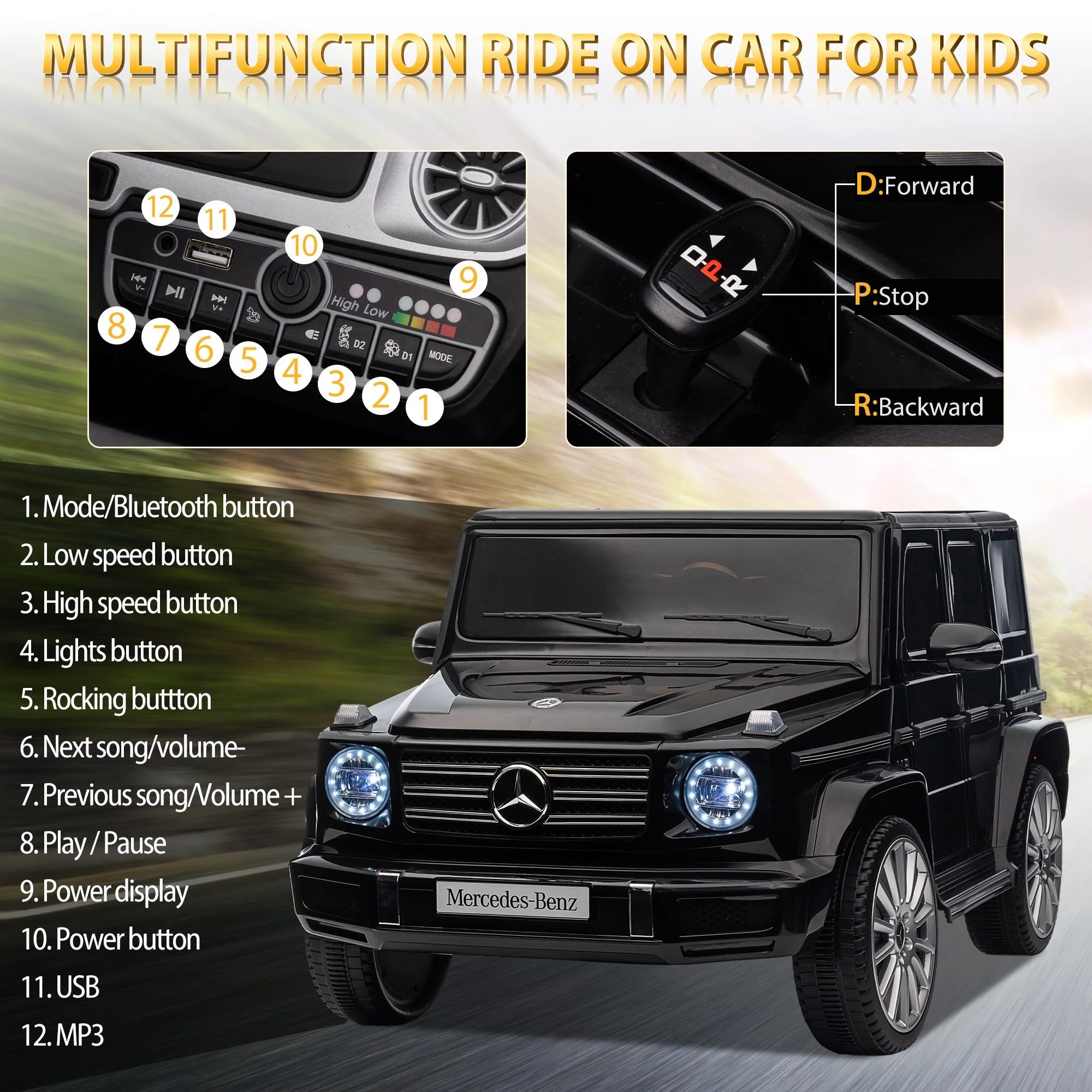 24V Ride on Car with Remote Control for Kids Mercedes Benz Ride on Car Toy for Boys and Girls 3-6 Years Old, Electric Vehicle, Bluetooth, LED Light, White - Womvr