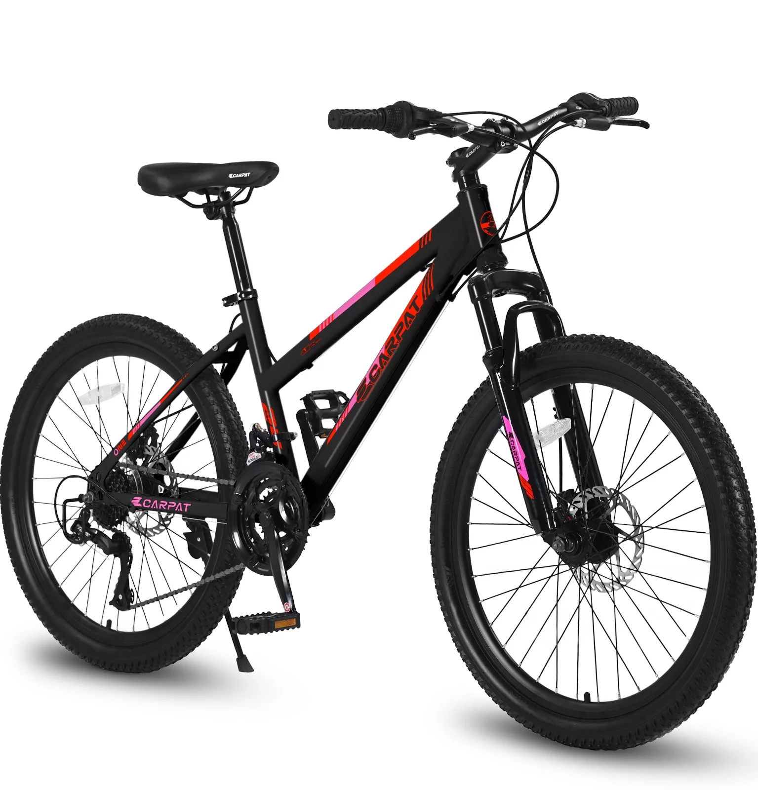 Mountain Bike for Boys Girls, 24 inch Kids Mountian Bike with Disc Brakes & 21 Speed, White - Womvr