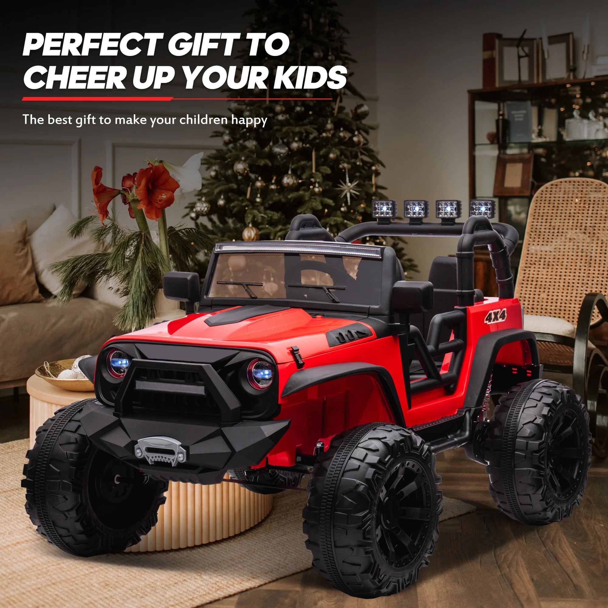 Outfunny 24V Kids Ride on Truck, 2-Seater Powered Ride on Toy Car with Remote - Womvr