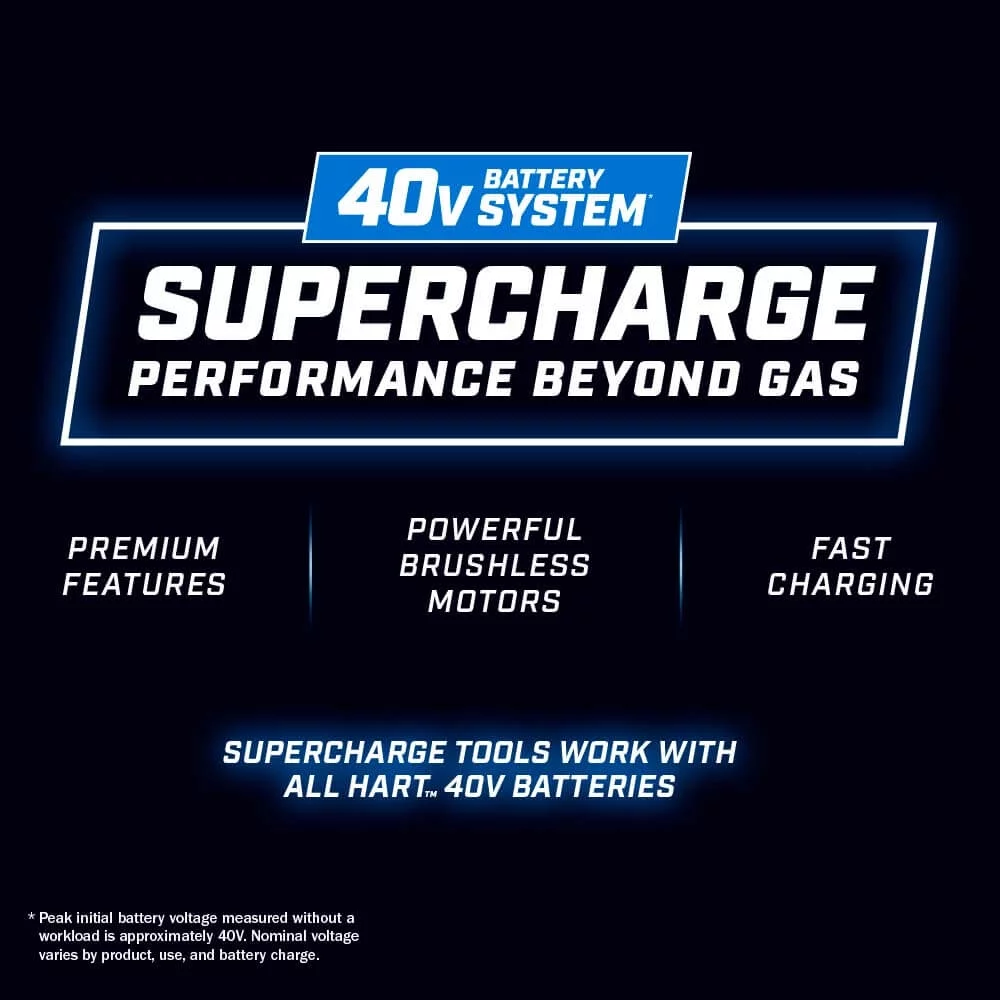 HART 40-Volt 21-inch Supercharge 3-in-1 Self-Propelled Mower Kit, (2) 6.0Ah Lithium-Ion Batteries - Womvr