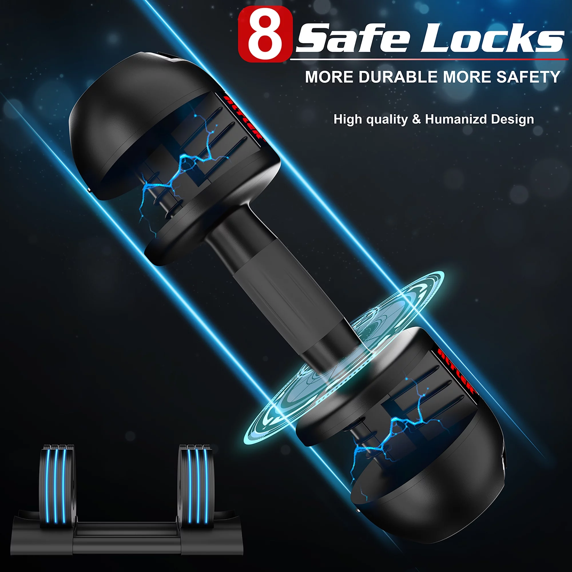 Adjustable Dumbbell,22lb/44lb/52lb Single Dumbbell Set with Tray for Workout Strength Training Fitness - Womvr